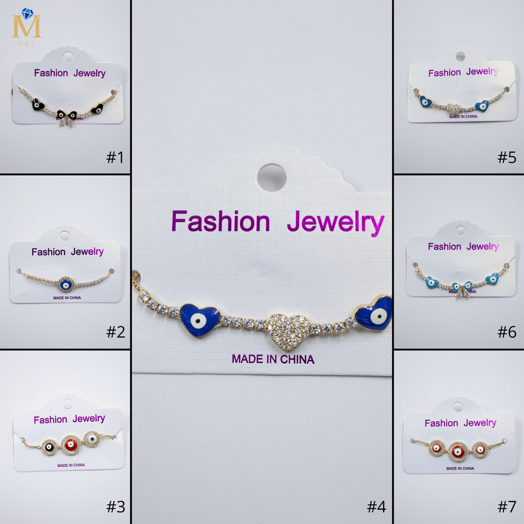 Pulsera Dorada de Ojo Turco M4 Oro Laminado
