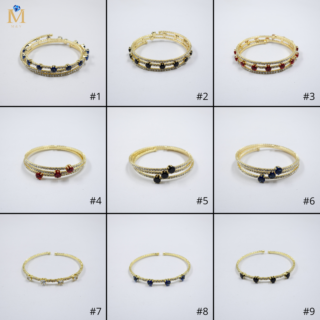Pulseras Doradas con Piedras M7 Oro Laminado