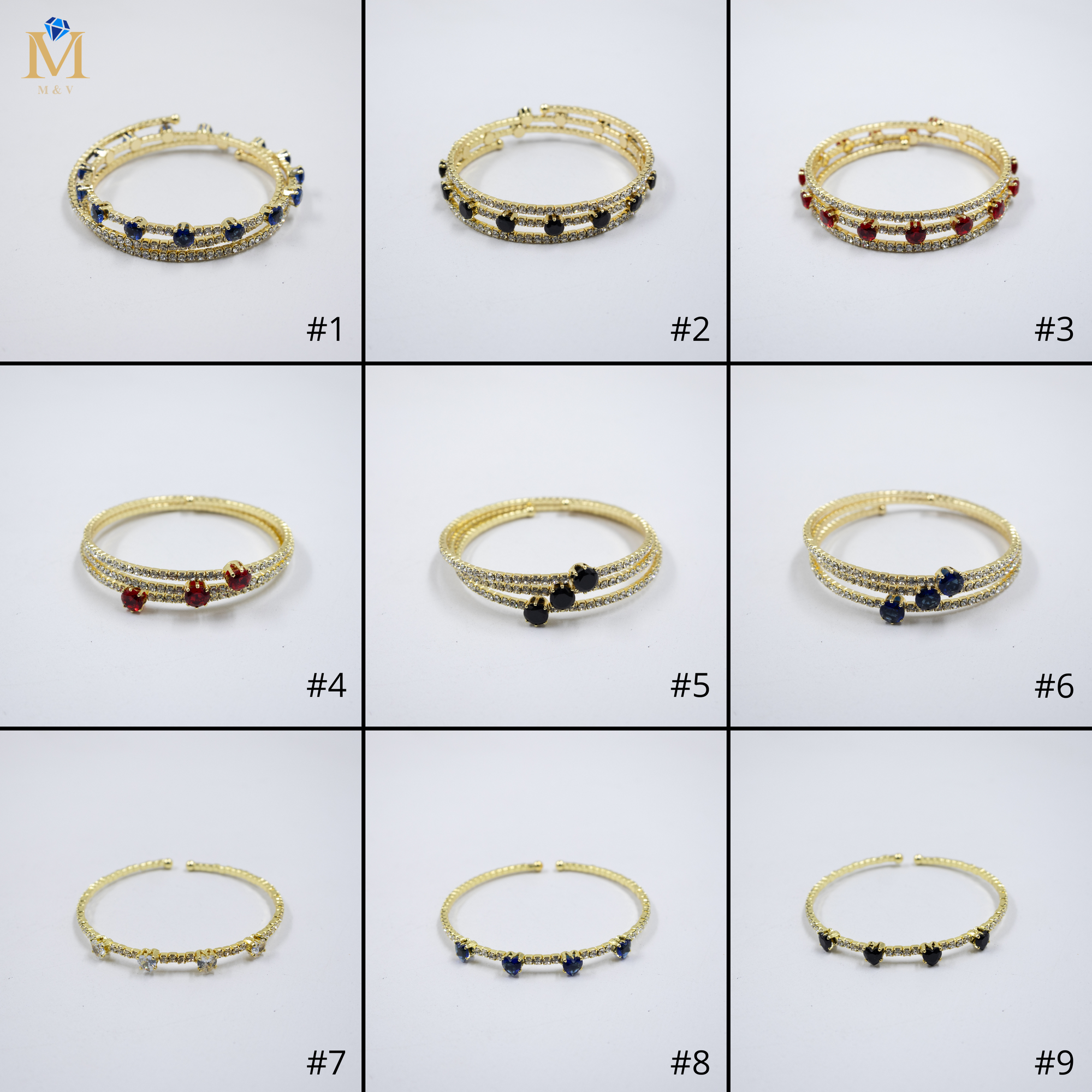 Pulseras Doradas con Piedras M7 Oro Laminado
