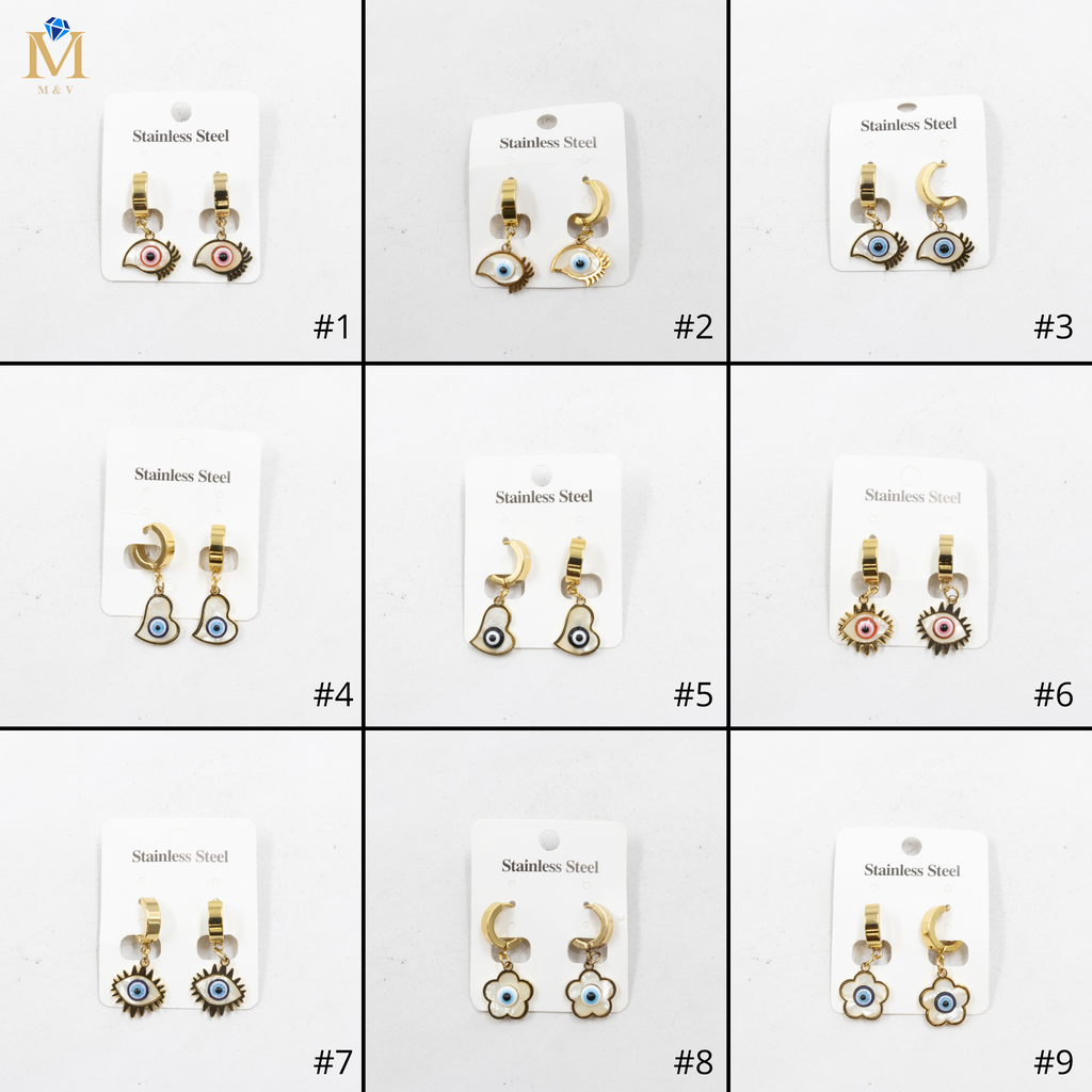 Aretes  Dorados de Ojo Turco M4 Oro Laminado