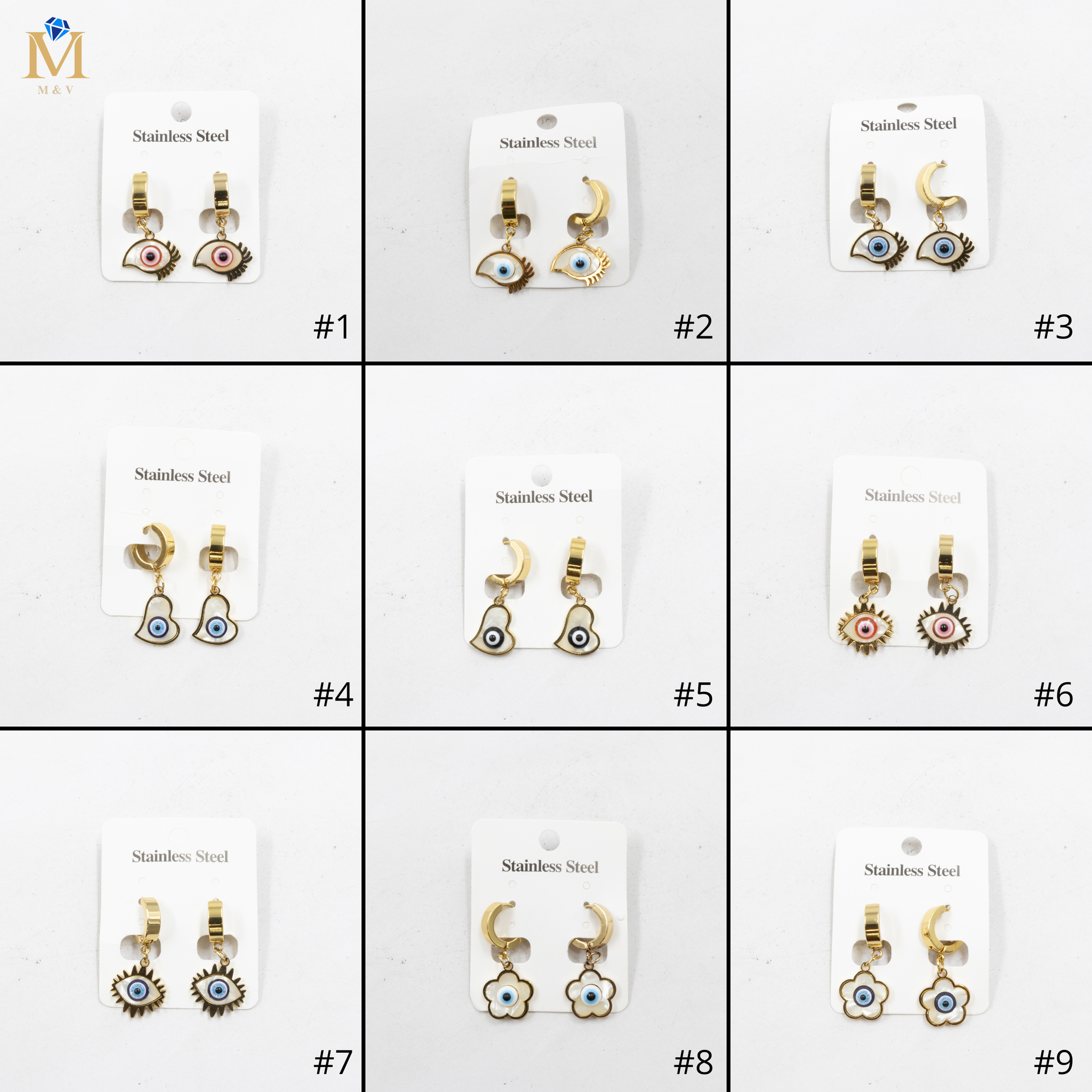 Aretes  Dorados de Ojo Turco M4 Oro Laminado