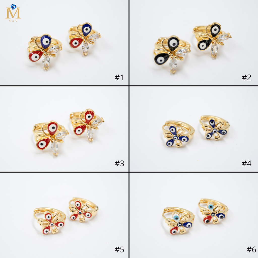Arete Dorado de Ojo Turco con Piedras M5 Oro Laminado