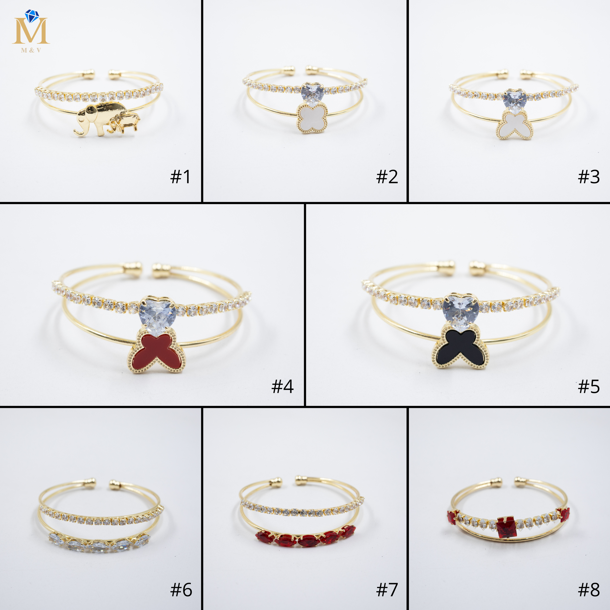 Pulsera dorada con piedras M2 Oro Laminado