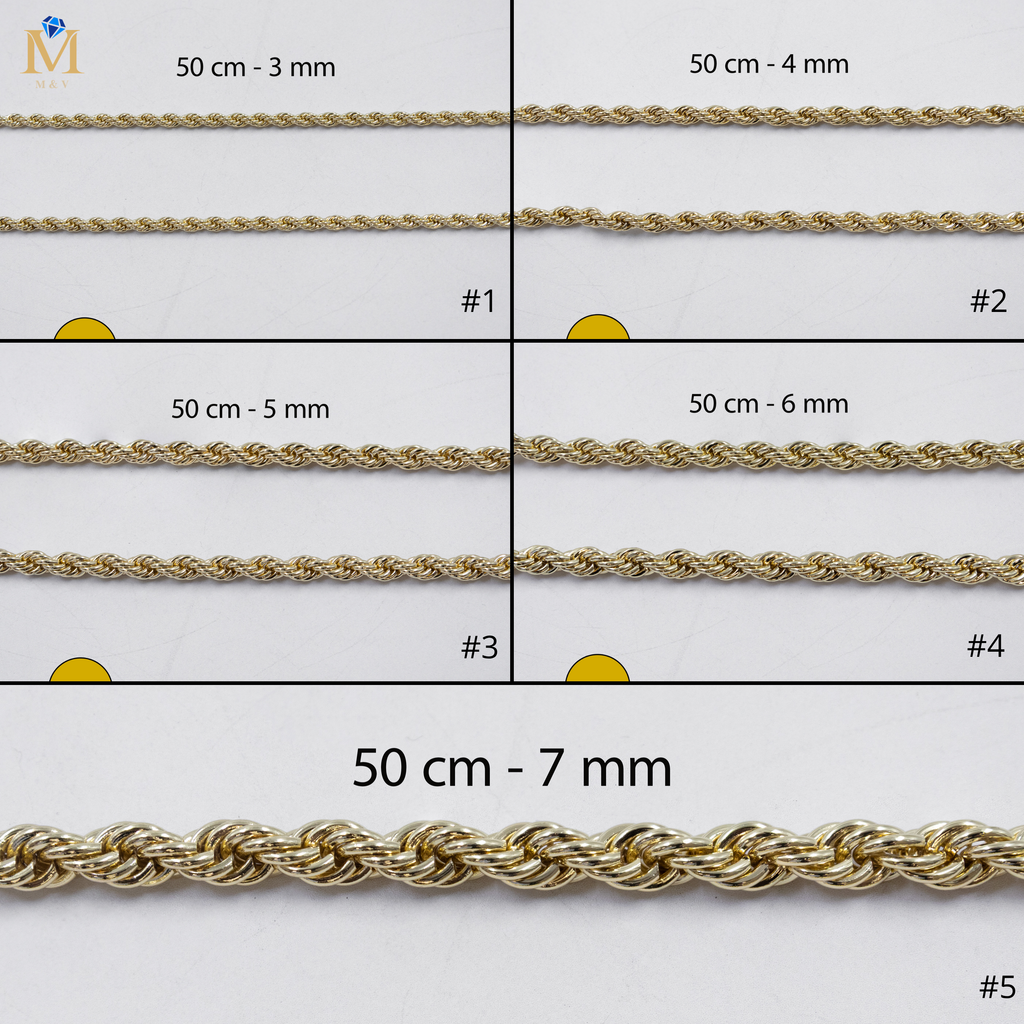 Cadenas Doradas Torsal de 50 cm M5 Oro Laminado