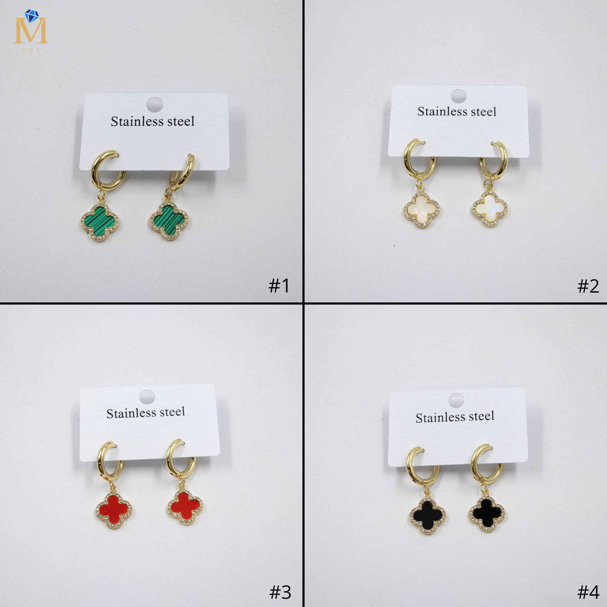 Aretes Dorados de Trebol M1 Oro Laminado