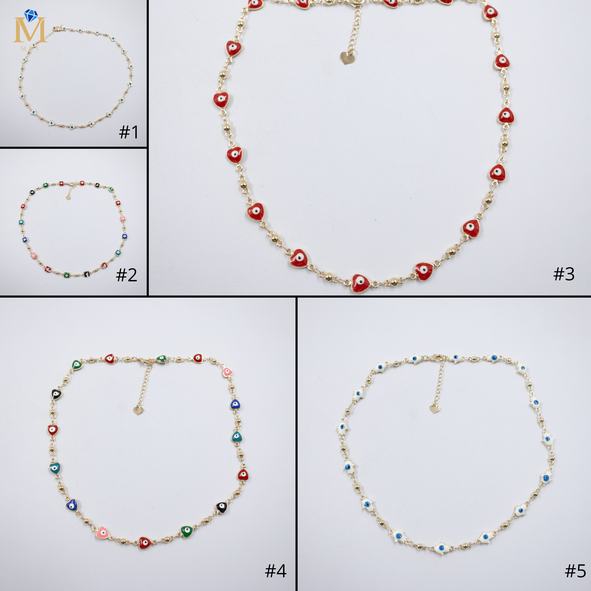 Collar Dorado de Ojo Turco M5 Oro Laminado