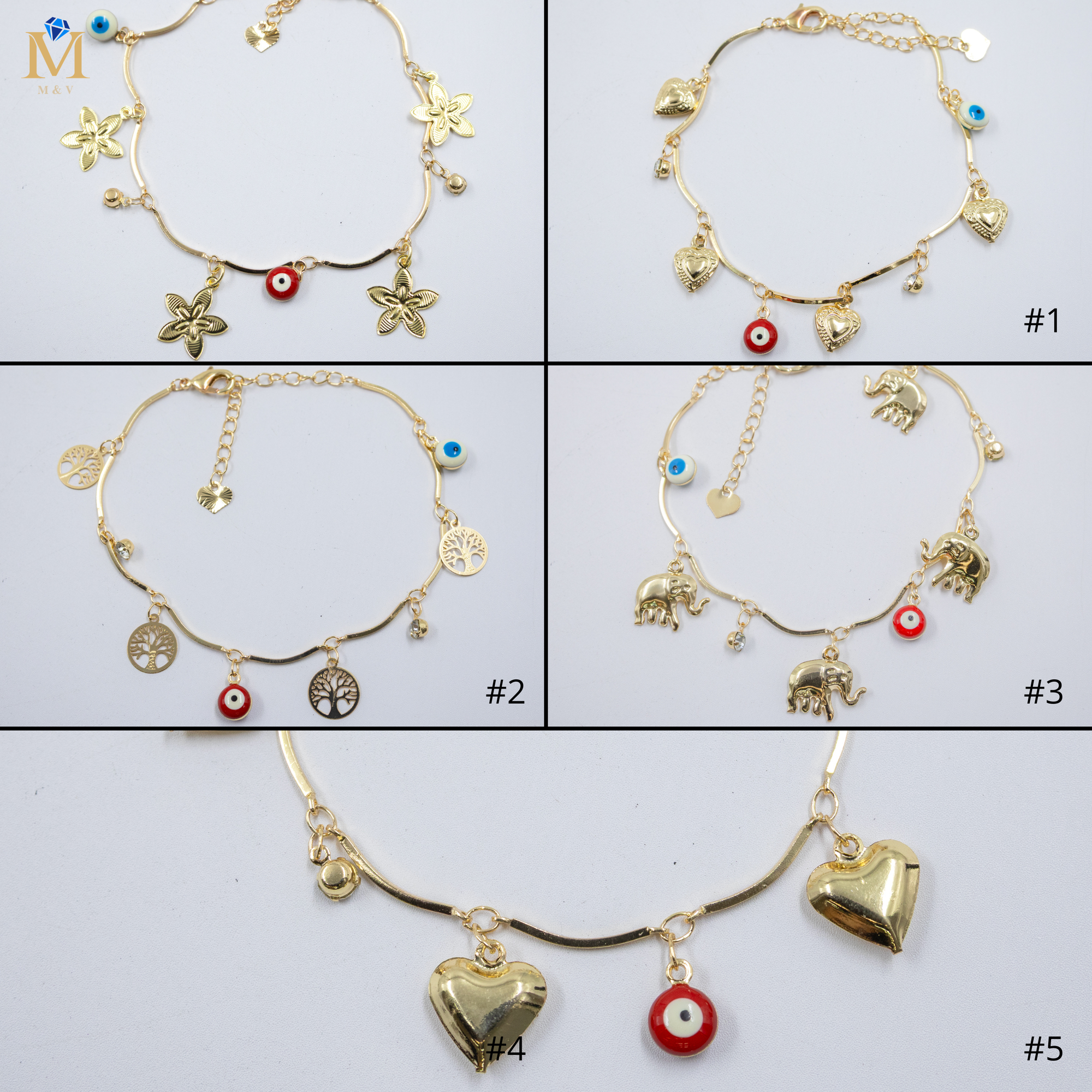 Pulsera Dorada de Ojo Turco M1 Oro Laminado