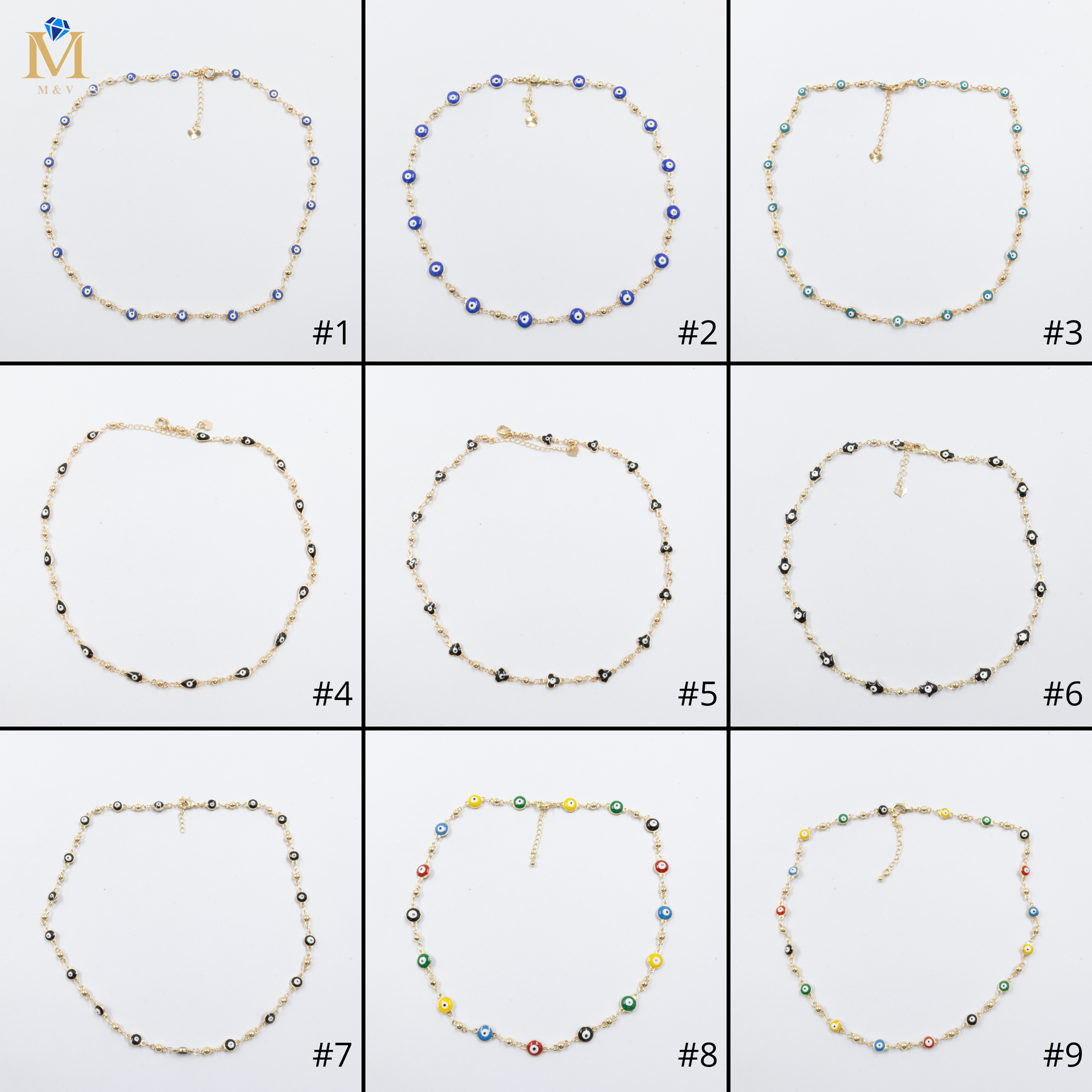 Collar Dorado de Ojo Turco M1 Oro Laminado