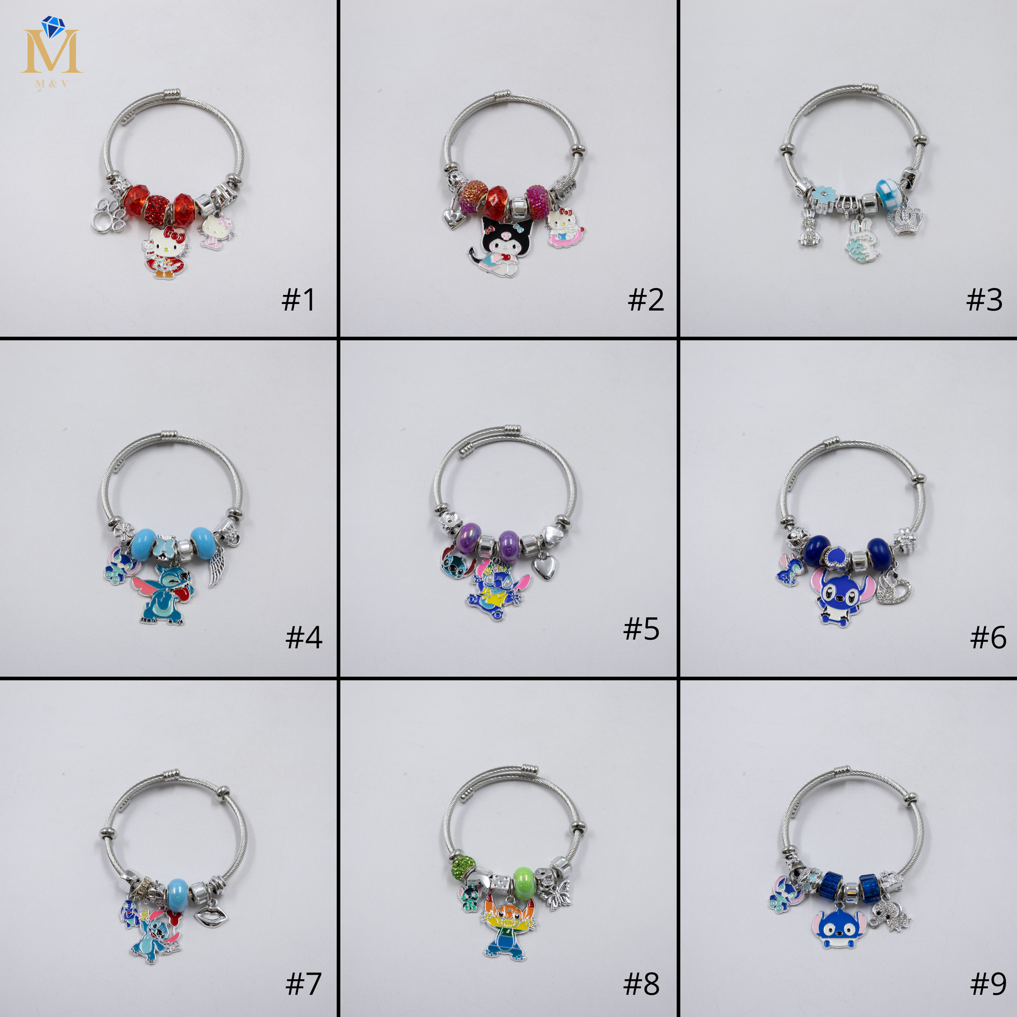 Pulsera tipo Pandora Plateados M10 Oro Laminado