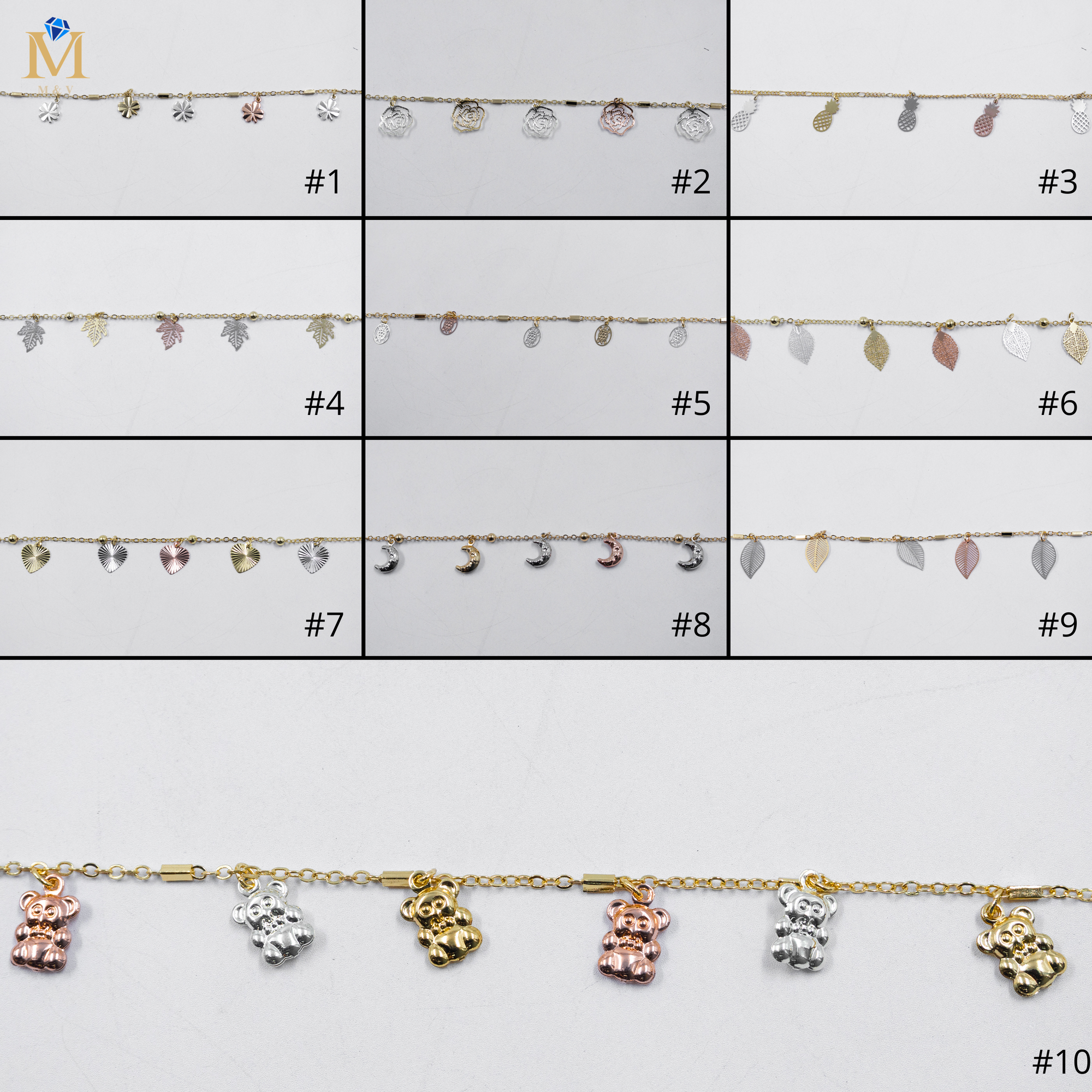 Pulseras de Tres colores M2 Oro Laminado