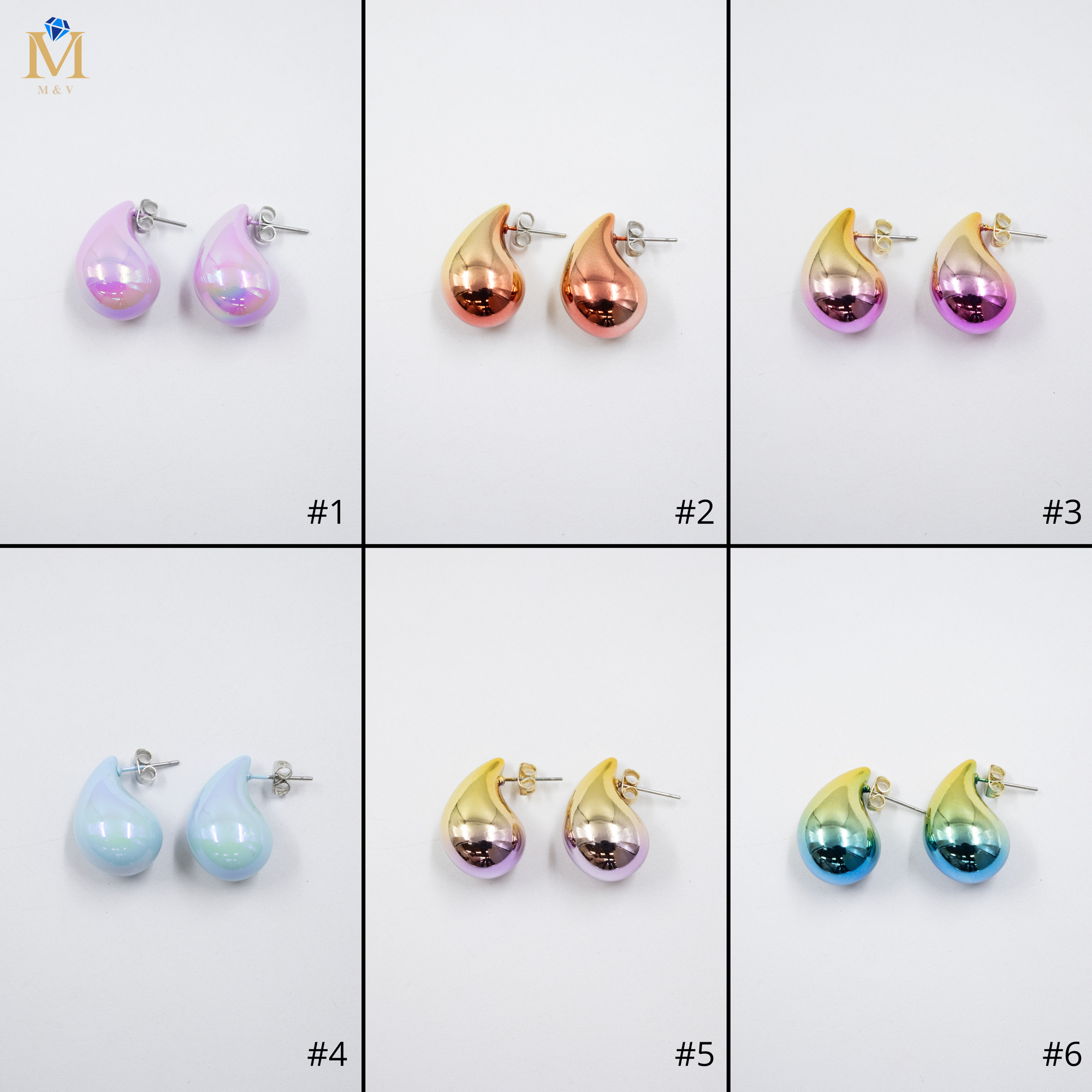 Aretes Chicos de colores M1 Oro Laminado