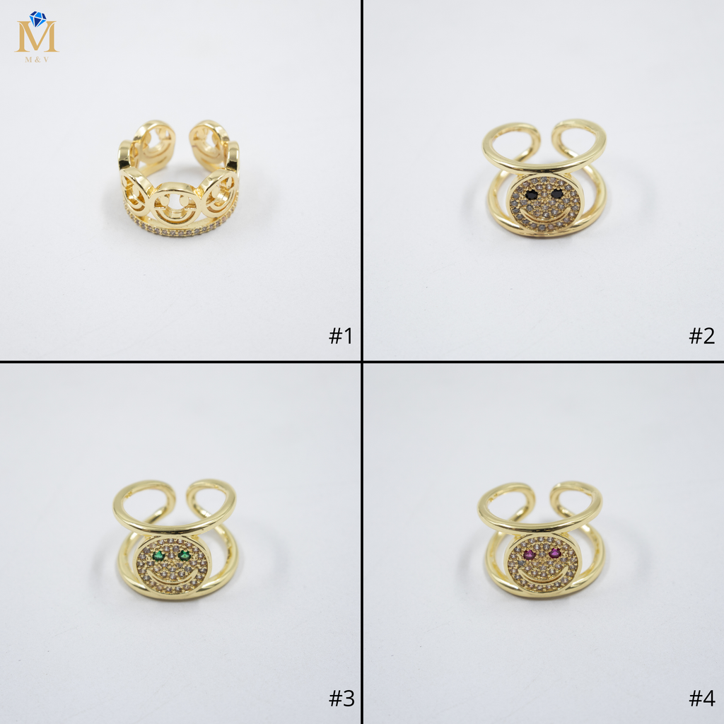 Anillos Dorados Ajustables de caritas M1 Oro Laminado