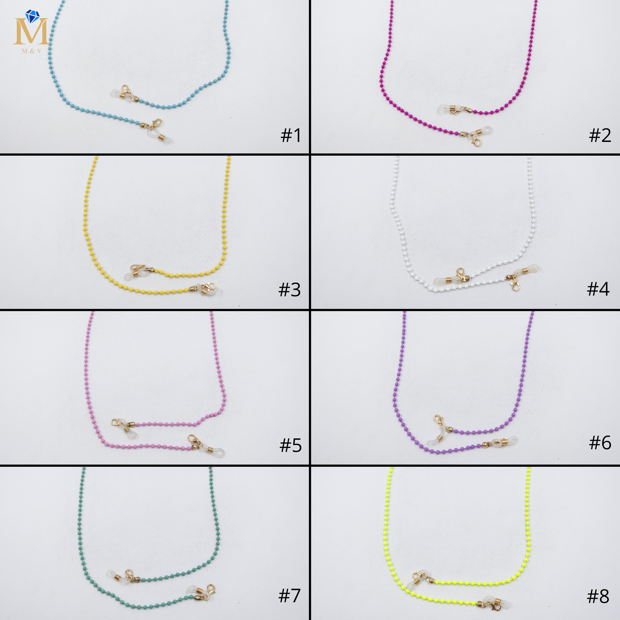 Sujetador de lentes Dorados con Dijes M6 Oro Laminado