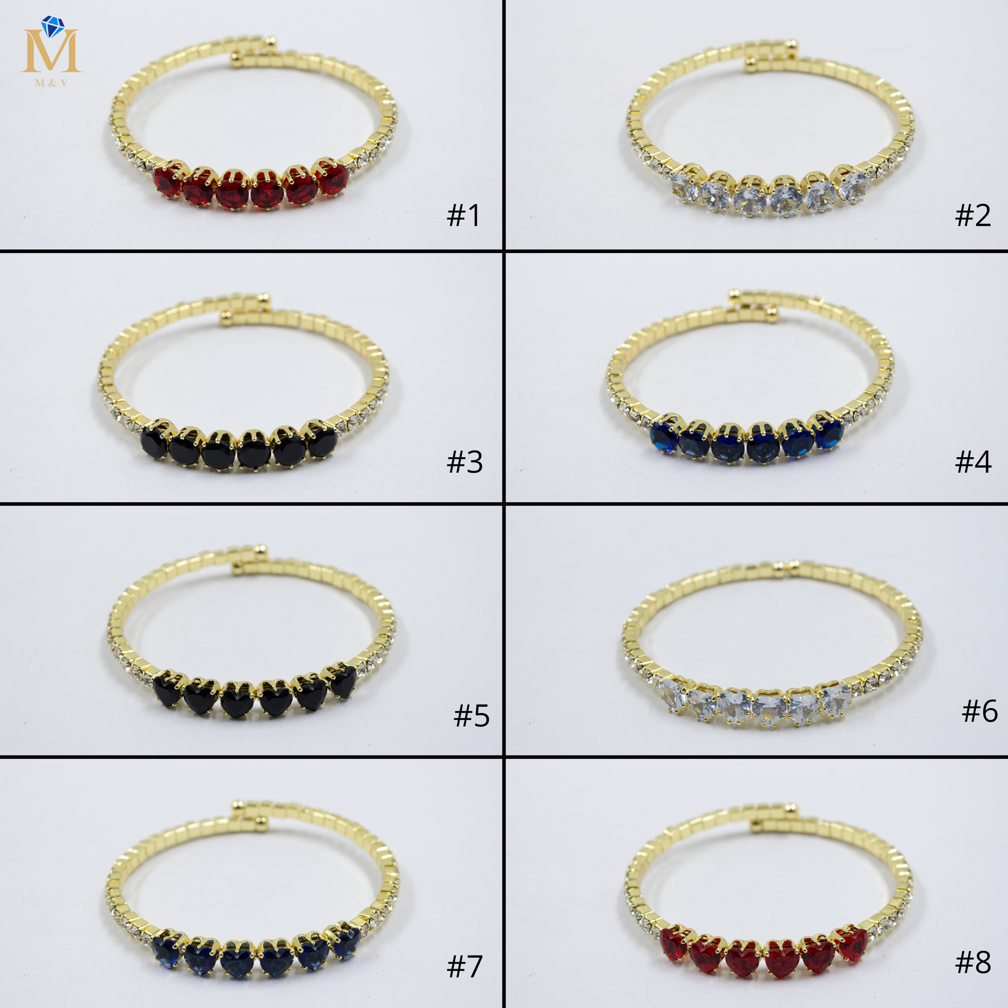 Pulseras Doradas con Piedras M6 Oro Laminado