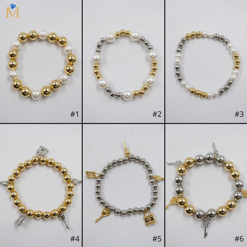 Pulseras Doradas y Plateadas con dije M1 Oro Laminado