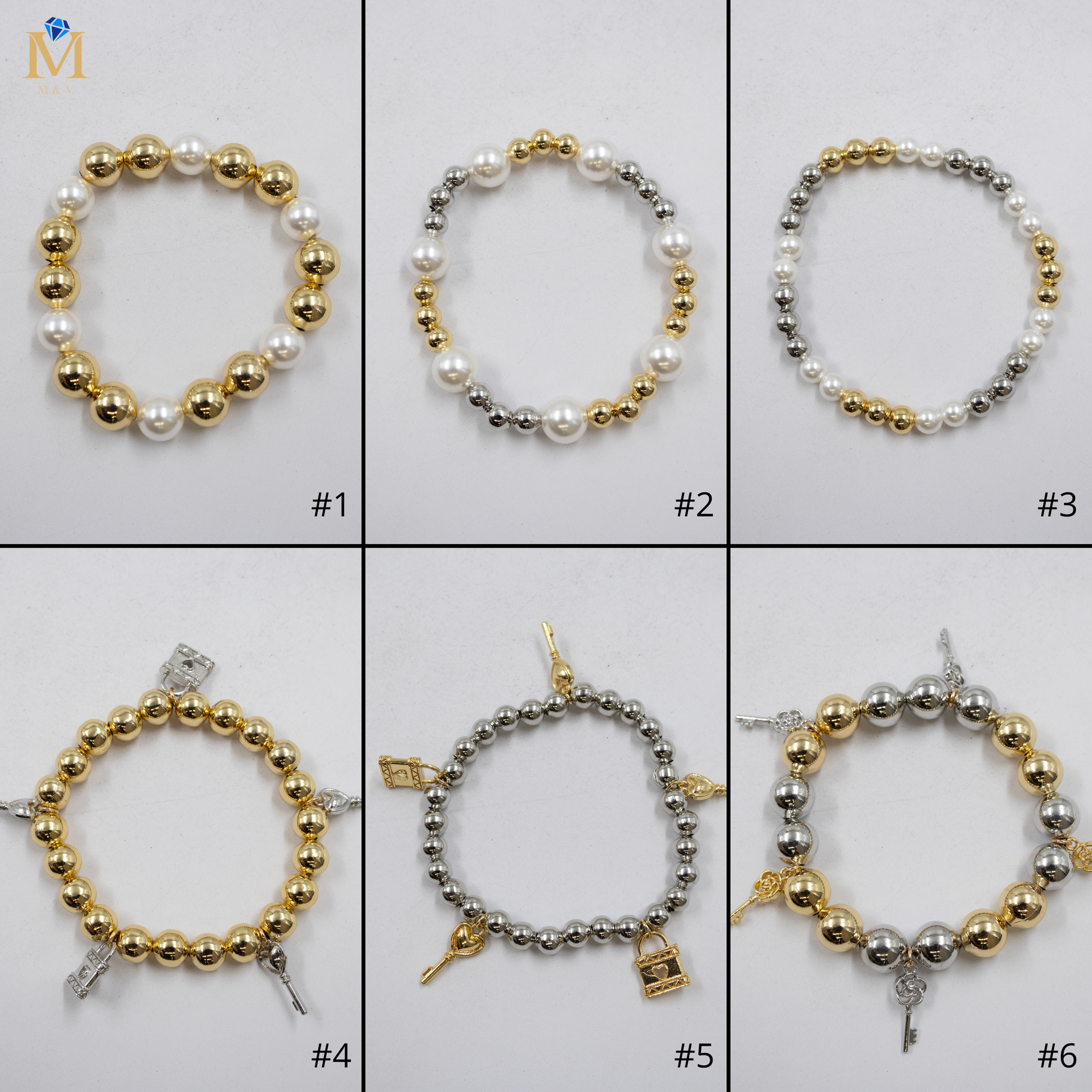 Pulseras Doradas y Plateadas con dije M1 Oro Laminado