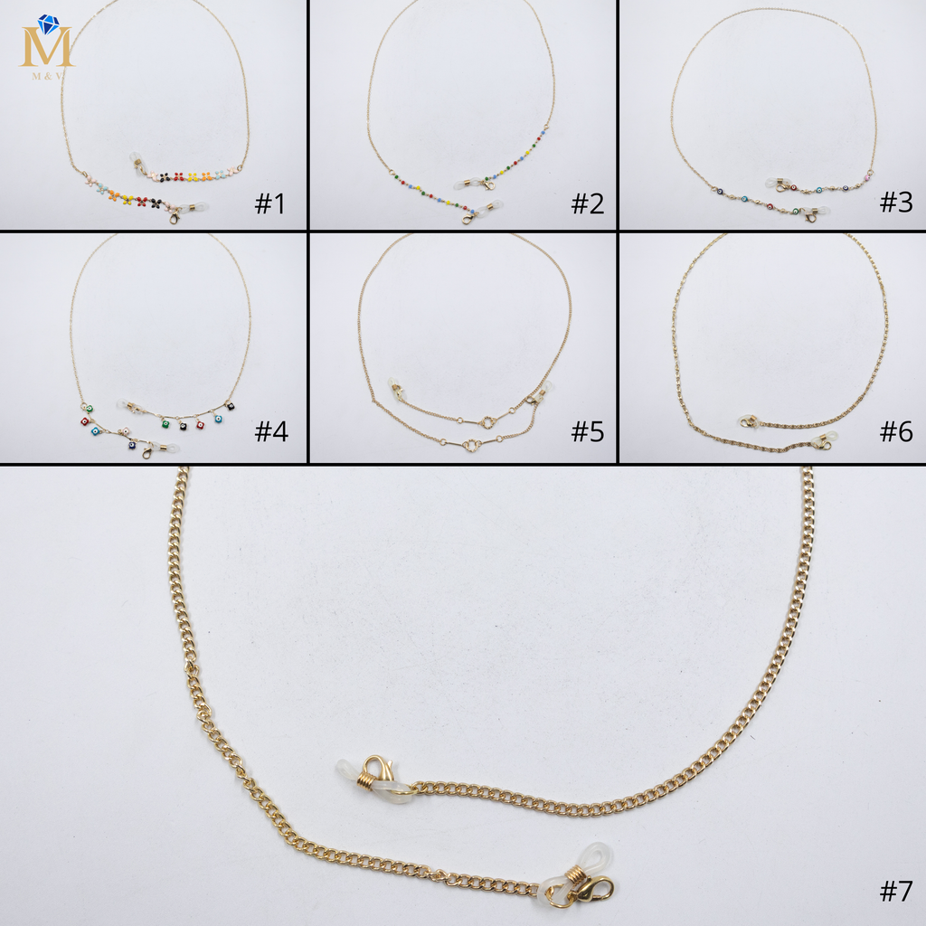 Sujetador de lentes Dorados con Dijes M4 Oro Laminado
