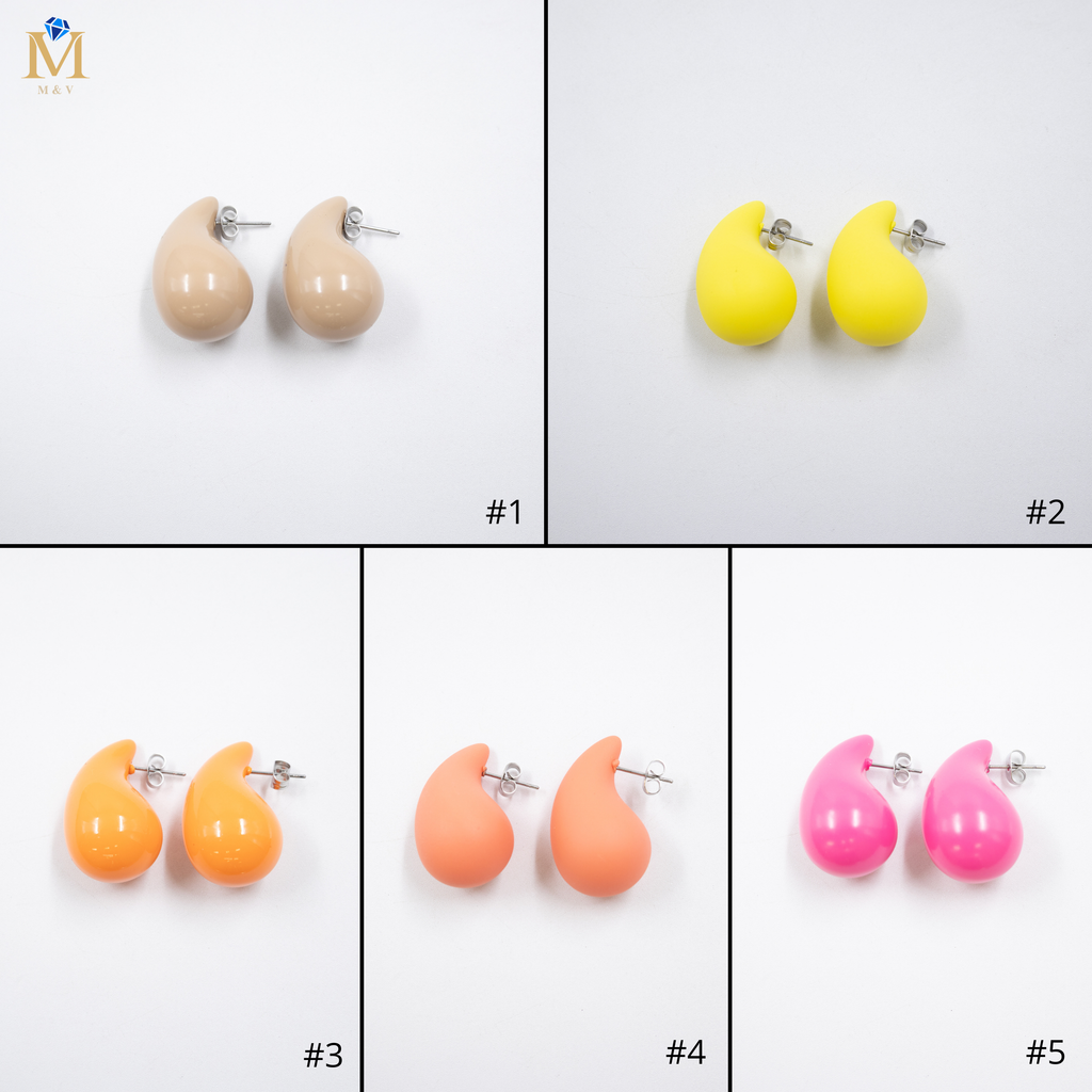 Aretes Medianos de colores M4 Oro Laminado