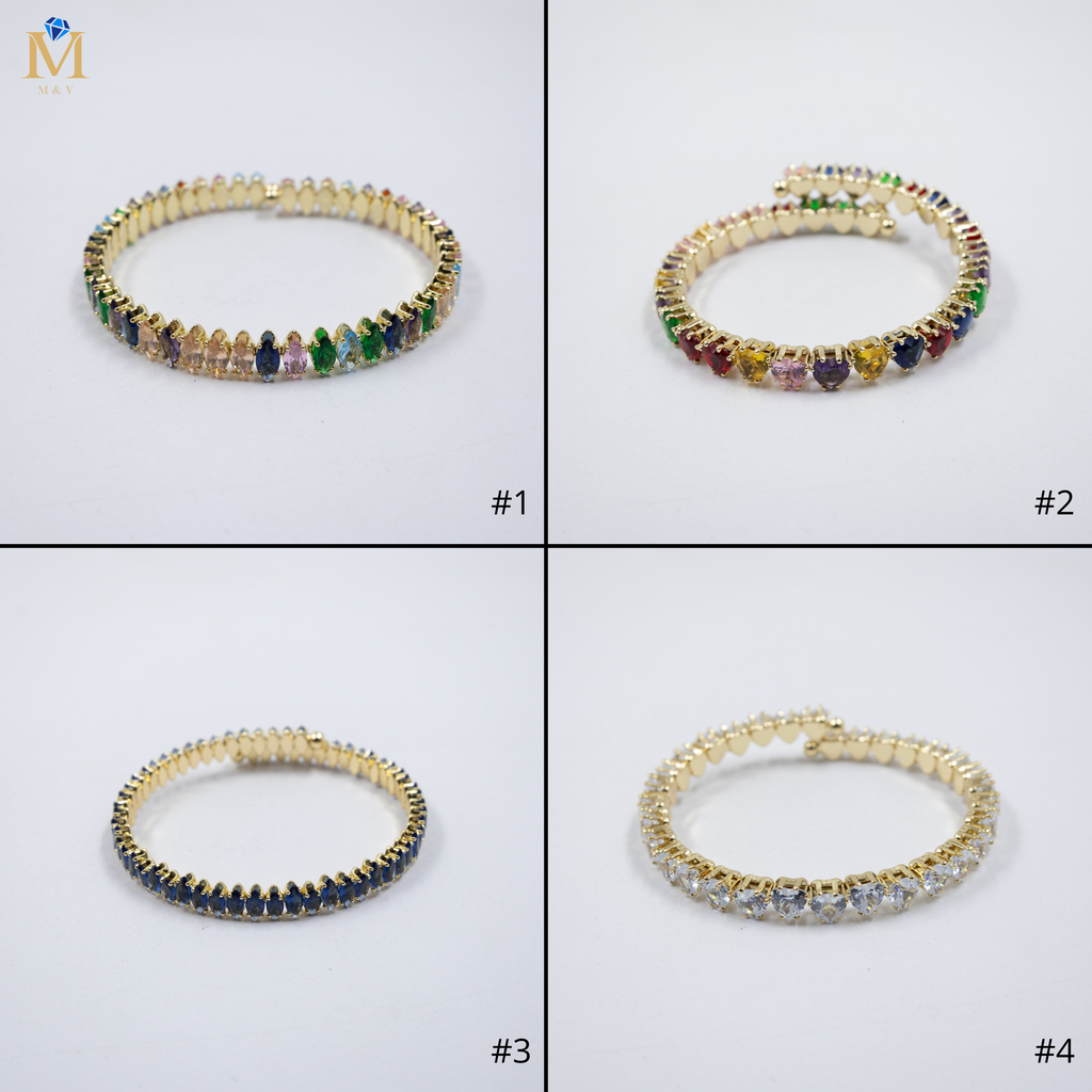 Pulseras Doradas con Piedras M4 Oro Laminado