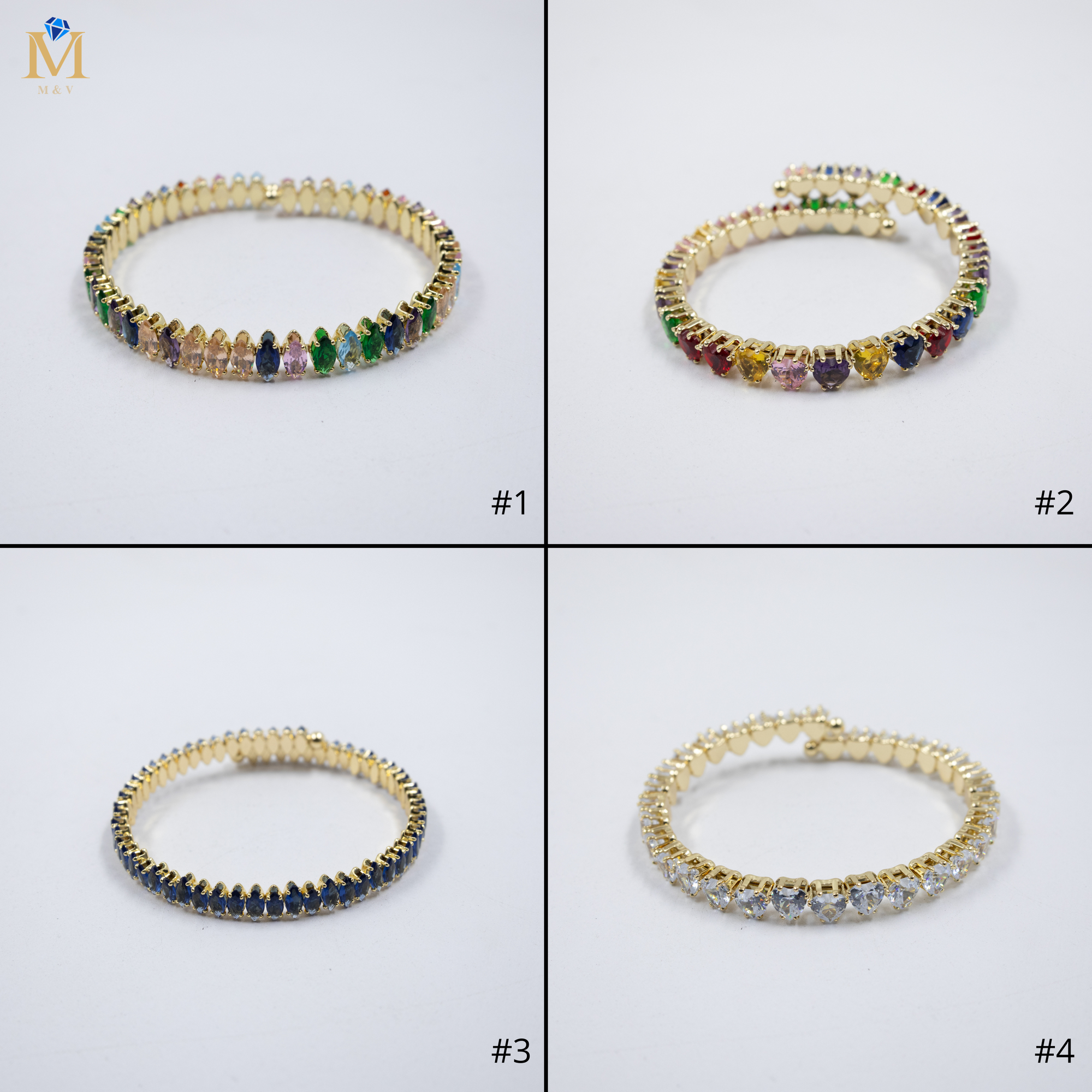 Pulseras Doradas con Piedras M4 Oro Laminado