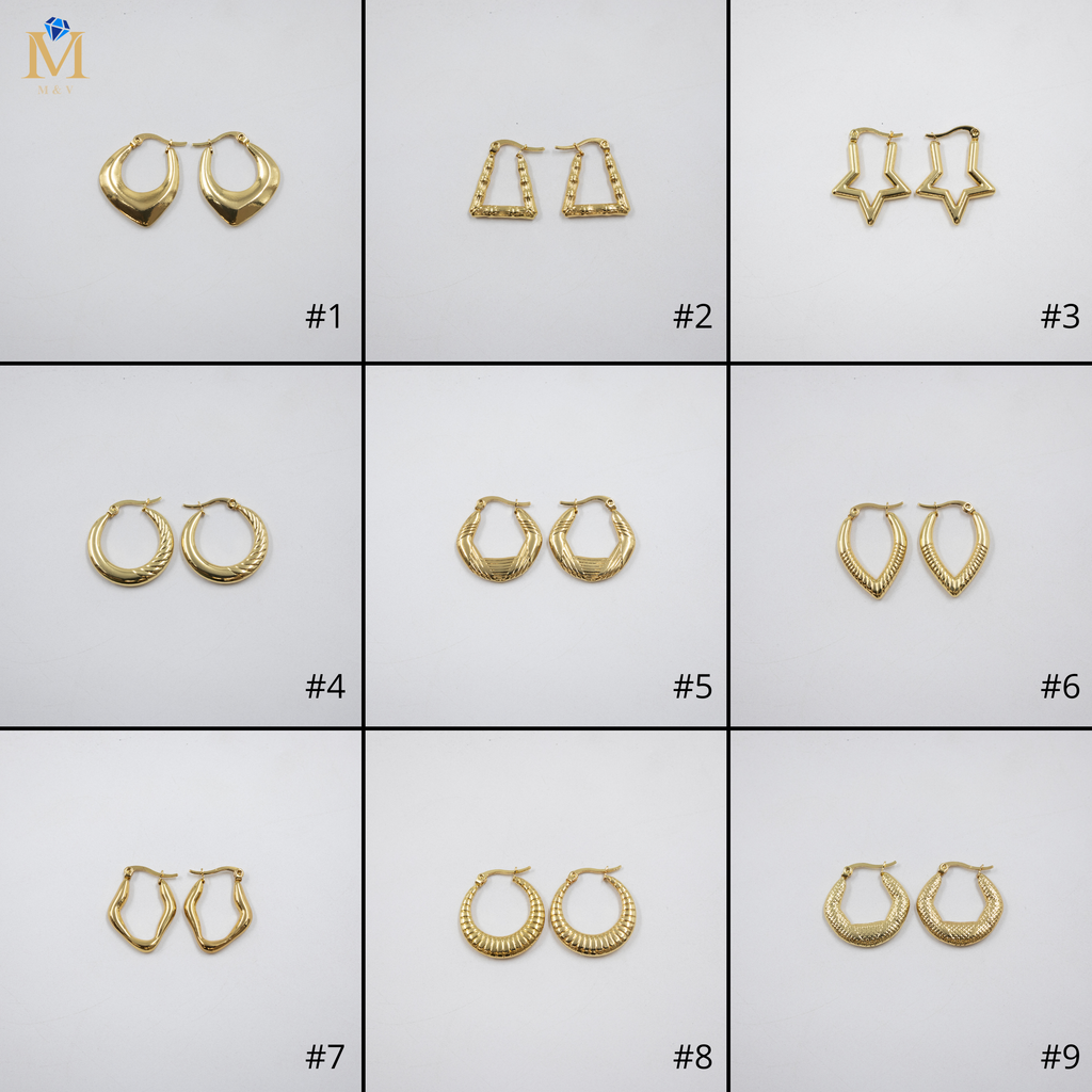 Aretes Dorados Chicos M3 Oro Laminado