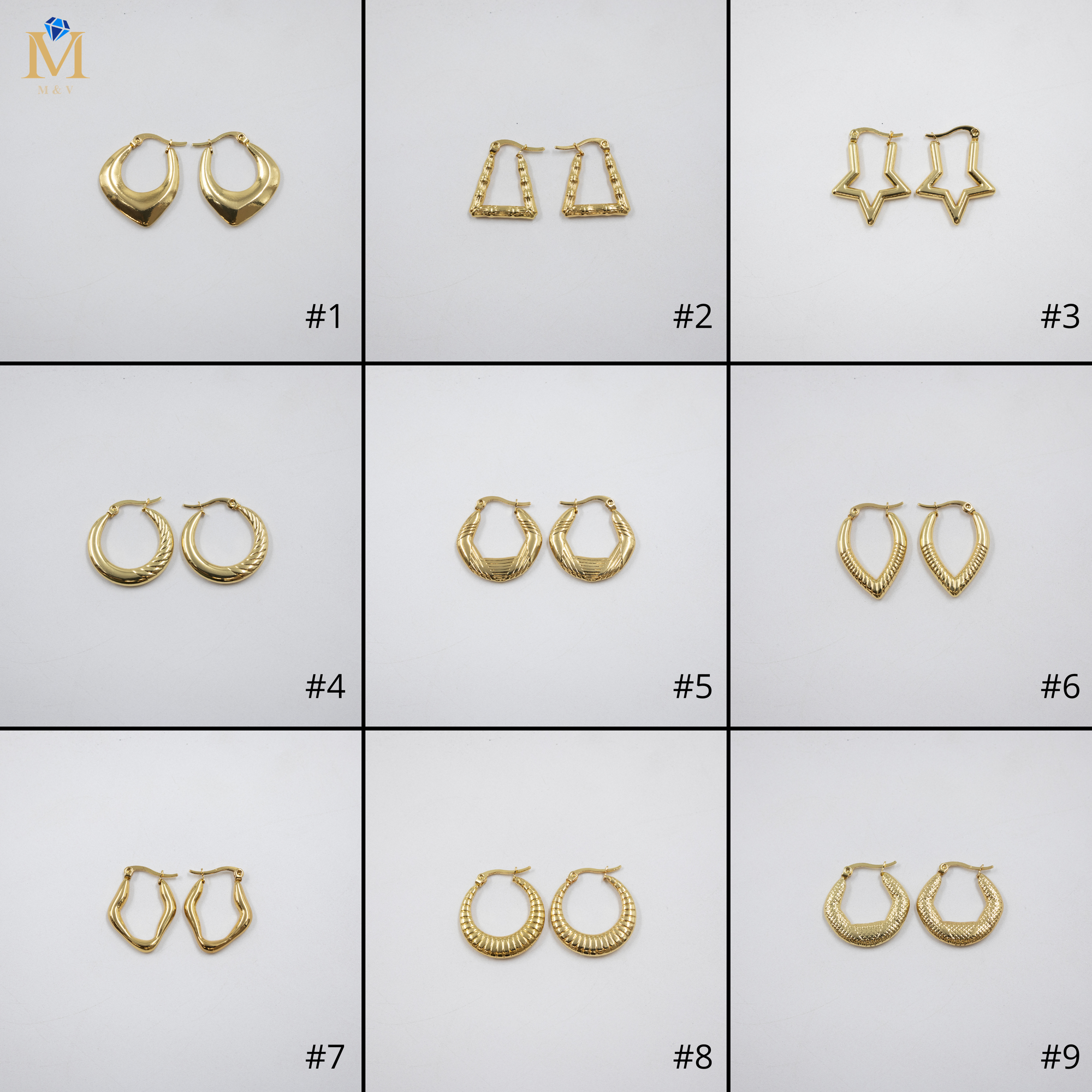 Aretes Dorados Chicos M3 Oro Laminado