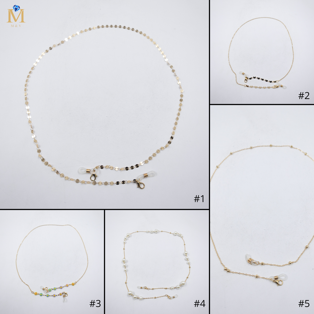 Sujetador de lentes Dorados con Dijes M5 Oro Laminado