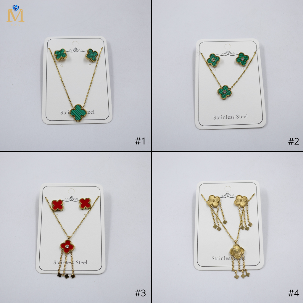 Conjunto Dorado de Trebol M1 Oro Laminado