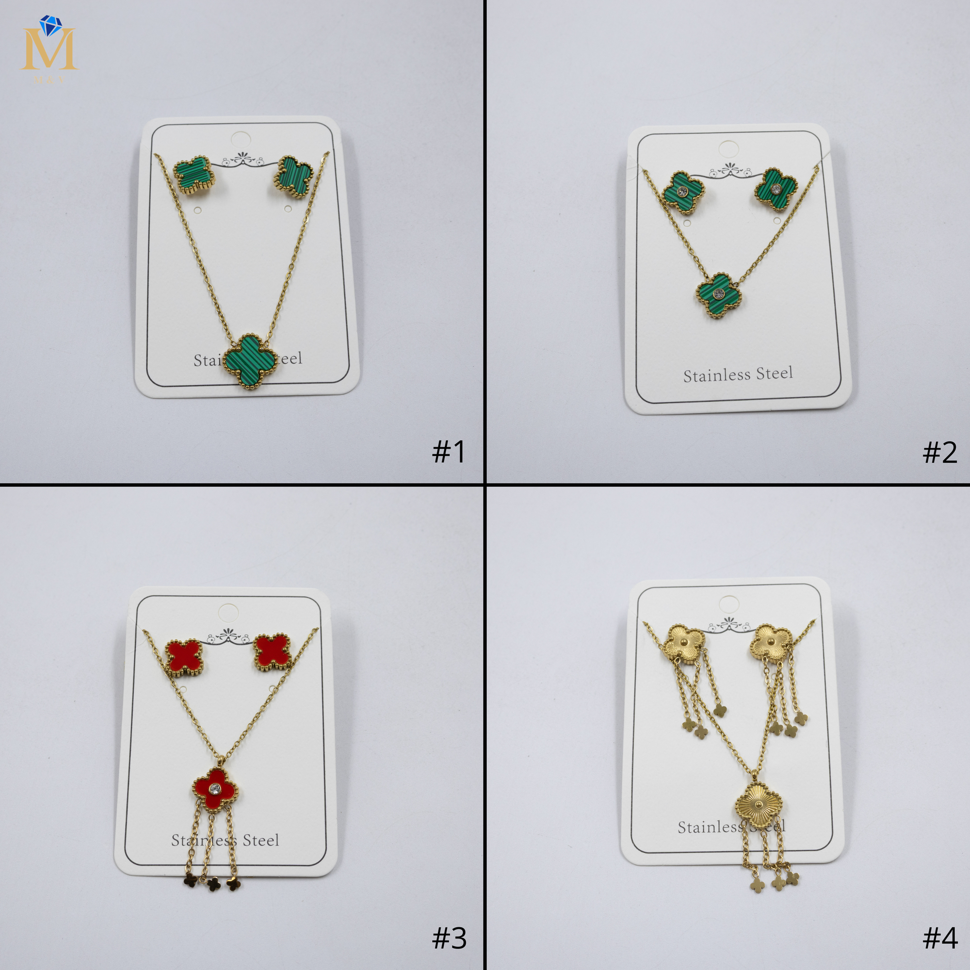 Conjunto Dorado de Trebol M1 Oro Laminado