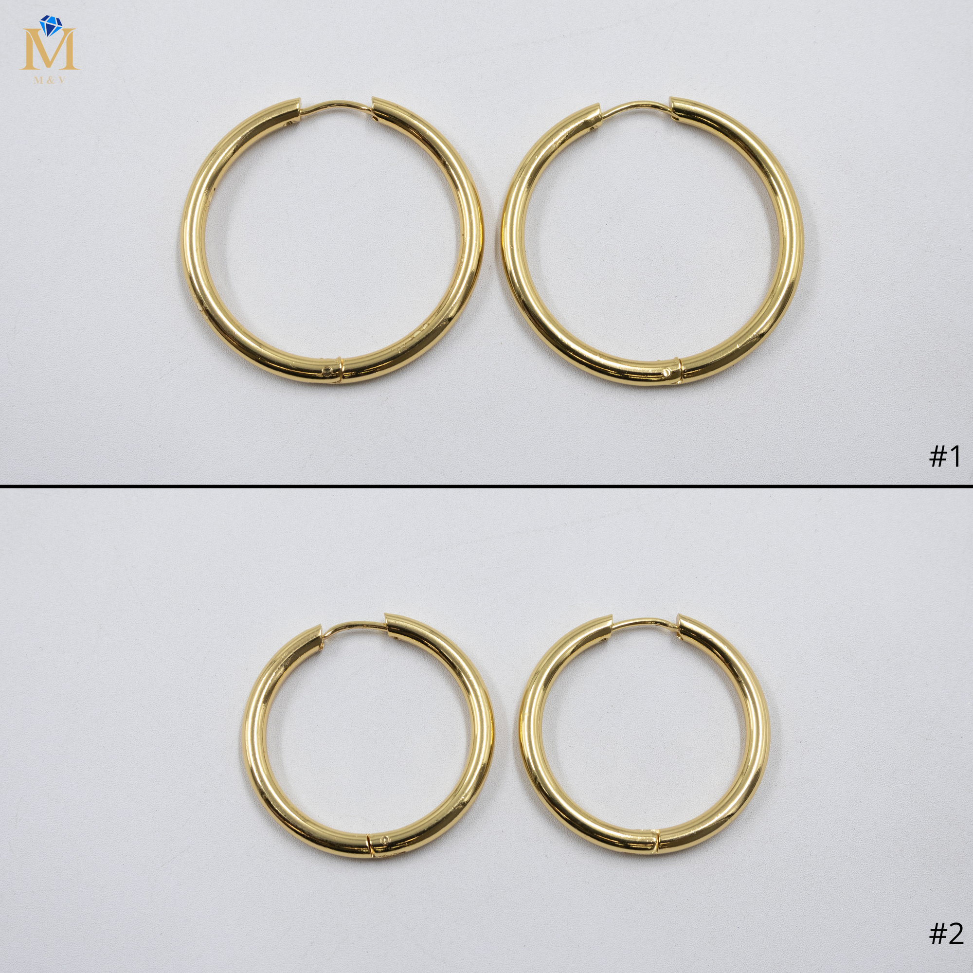Aretes Dorados Chicos M7 Oro Laminado