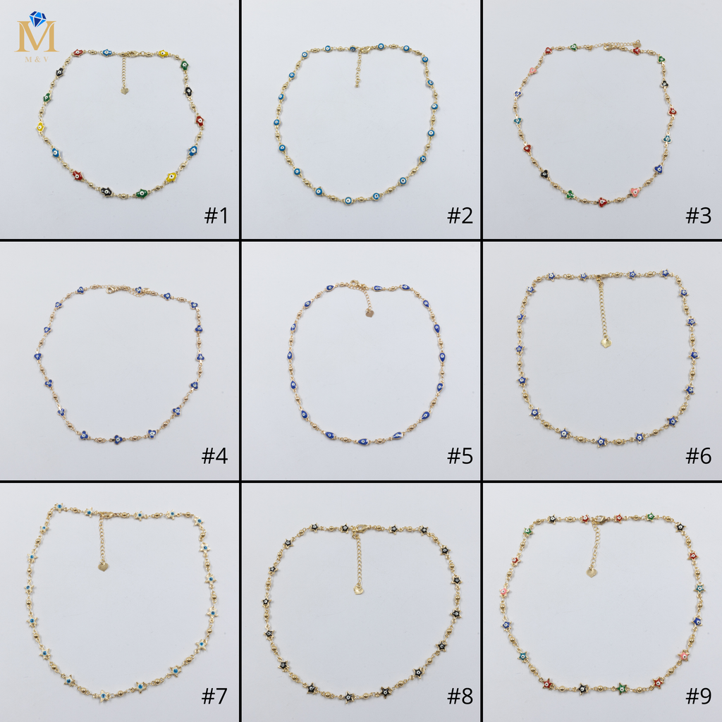 Collar Dorado de Ojo Turco M3 Oro Laminado