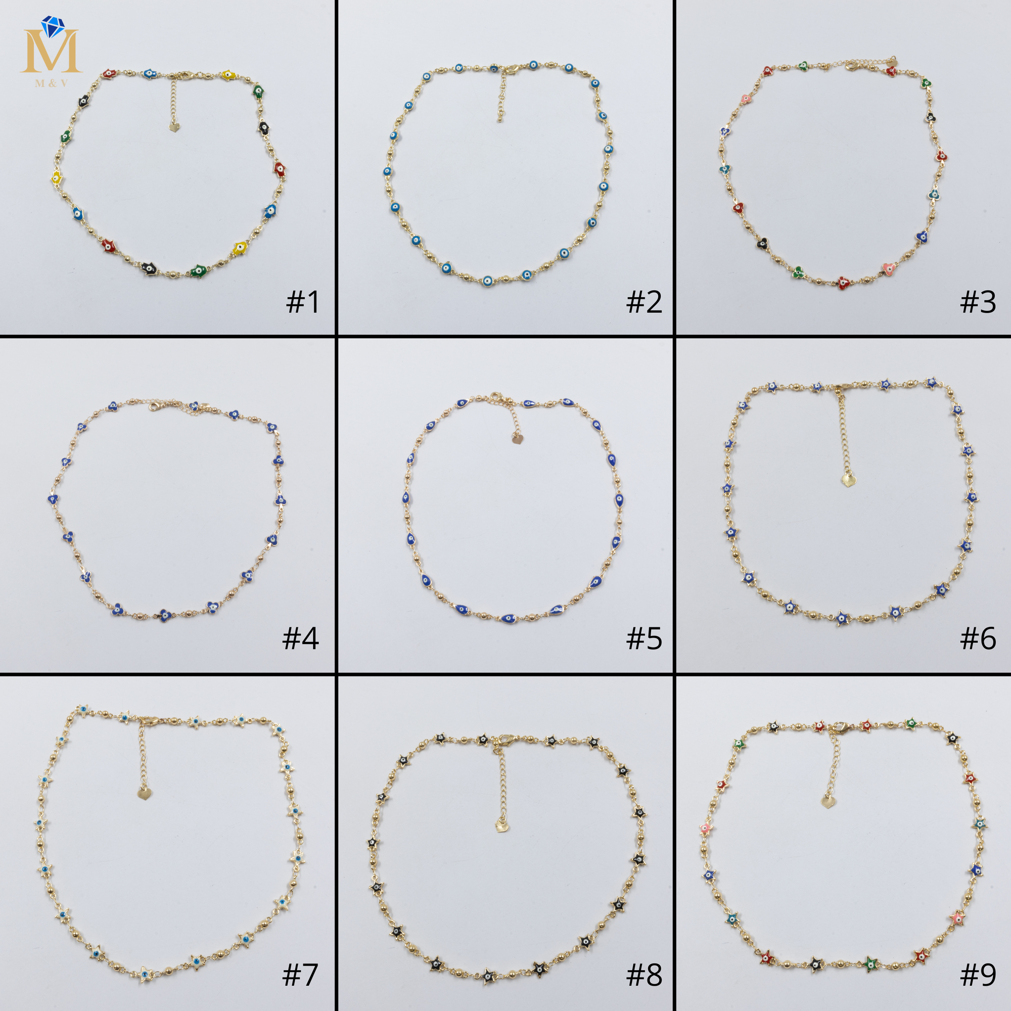 Collar Dorado de Ojo Turco M3 Oro Laminado