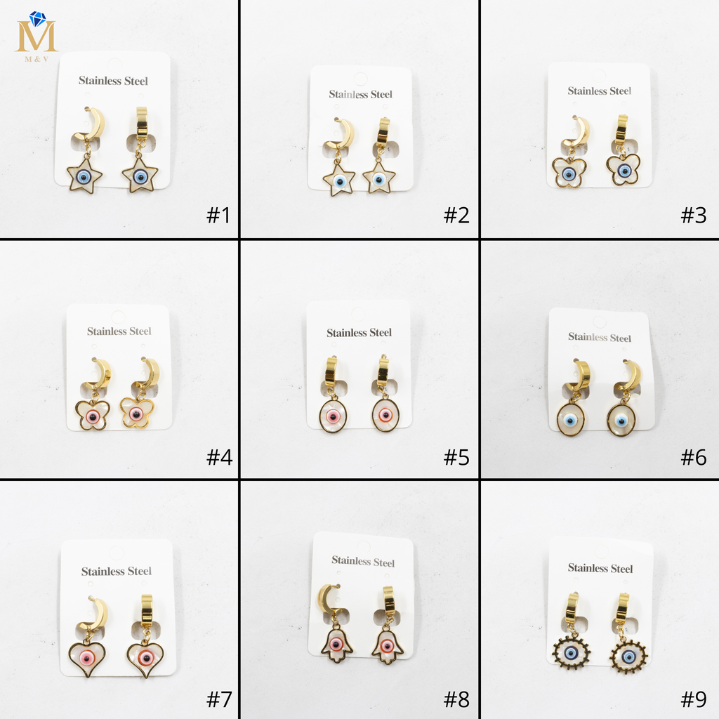 Aretes  Dorados de Ojo Turco M3 Oro Laminado