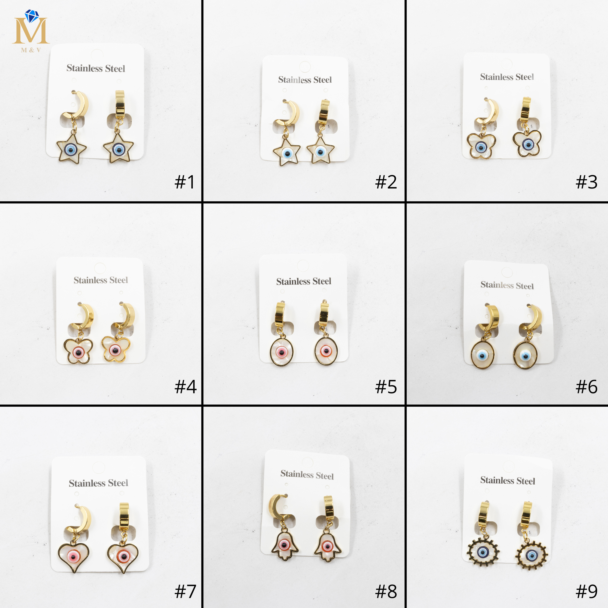 Aretes  Dorados de Ojo Turco M3 Oro Laminado