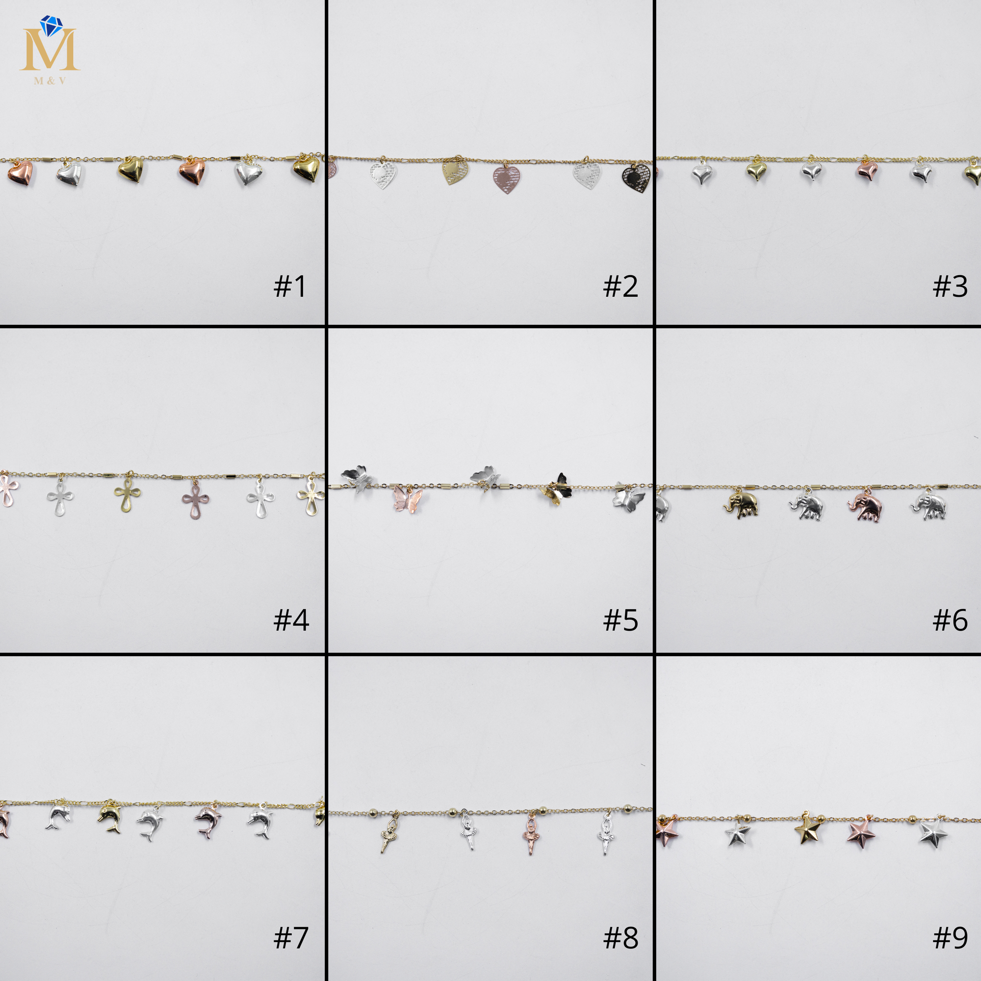 Pulseras de Tres colores M1 Oro Laminado