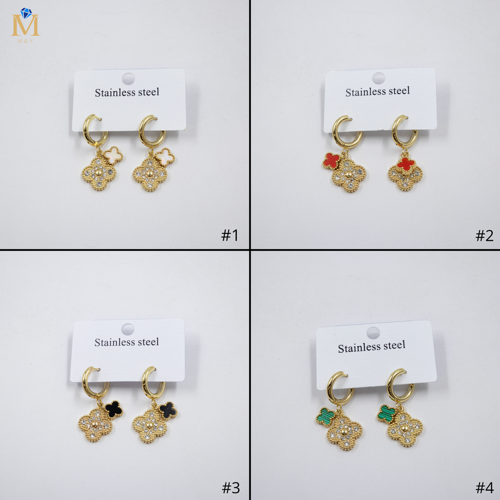 Aretes Dorados de Trebol M2 Oro Laminado