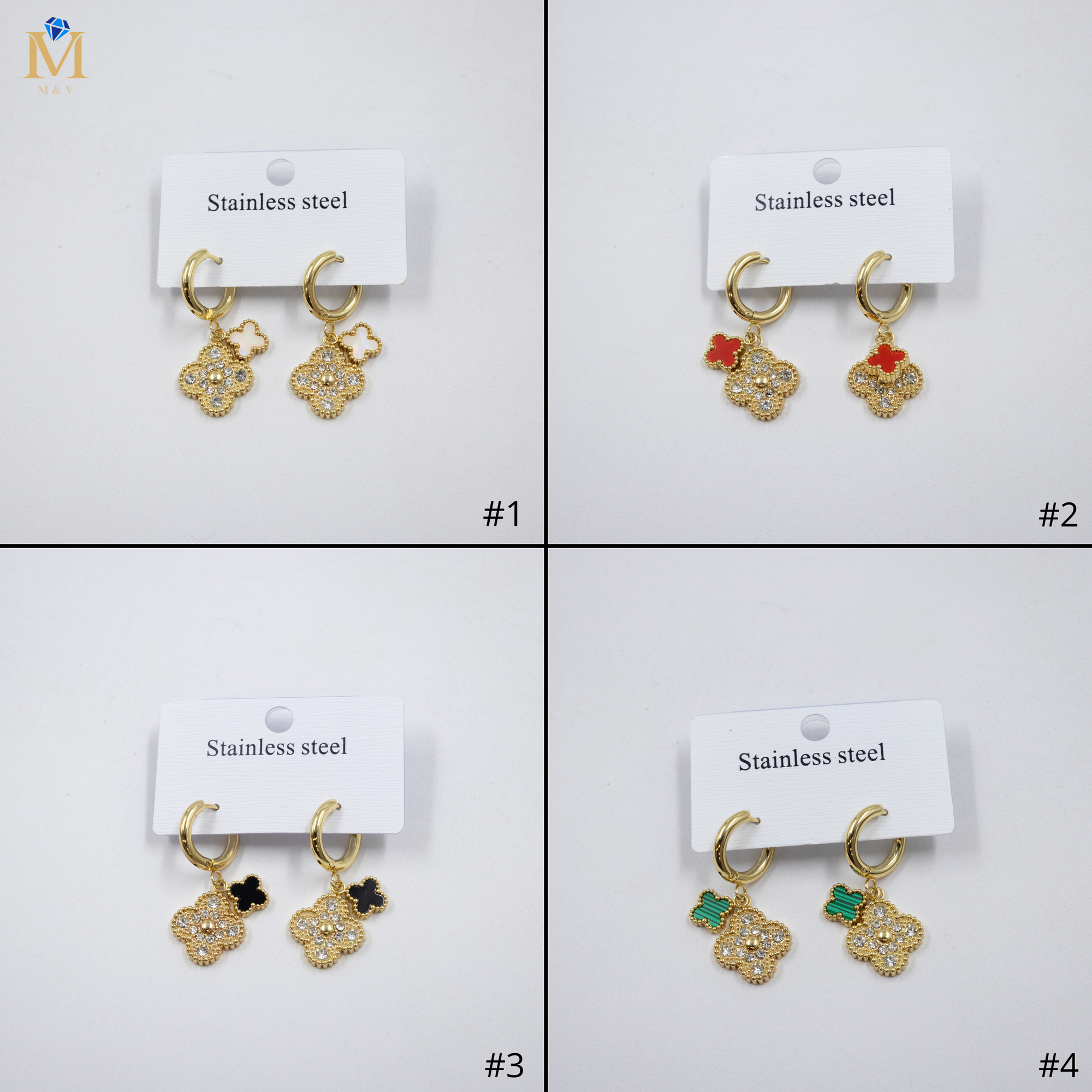 Aretes Dorados de Trebol M2 Oro Laminado