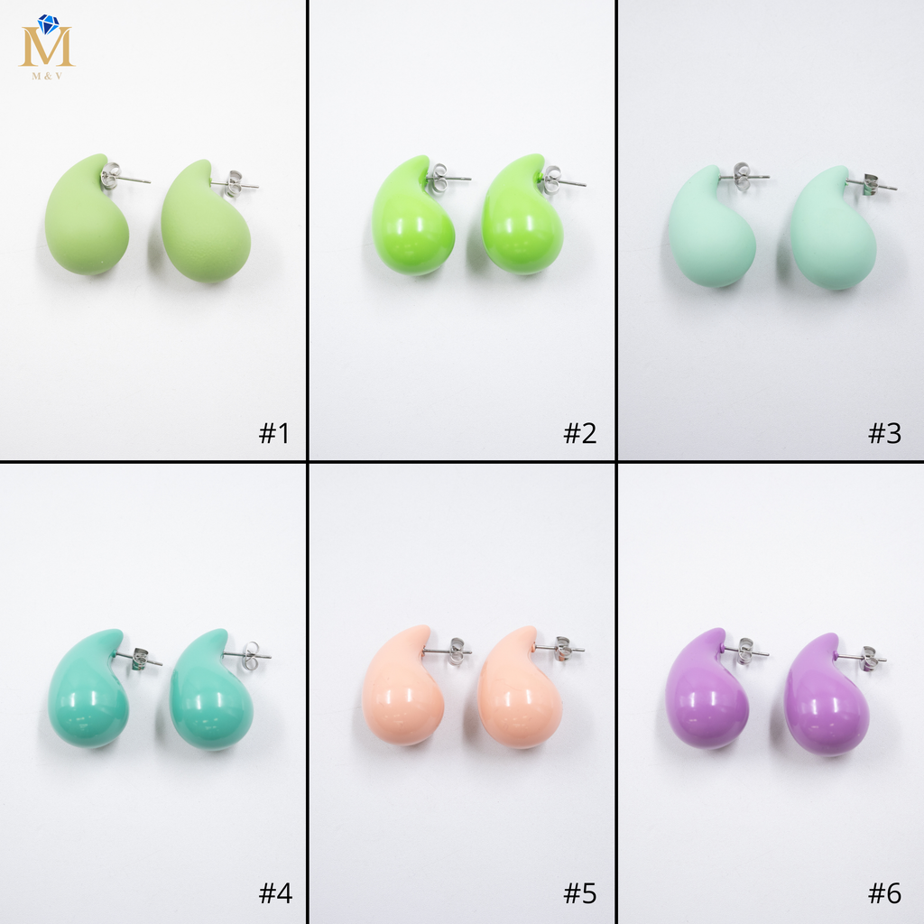 Aretes Medianos de colores M3 Oro Laminado