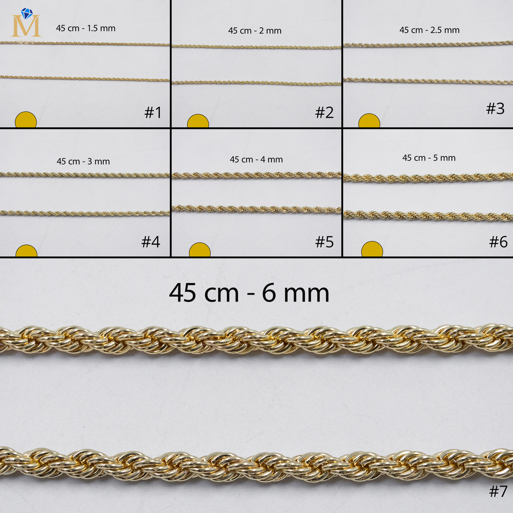 Cadenas Doradas Torsal de 45 cm M4 Oro Laminado