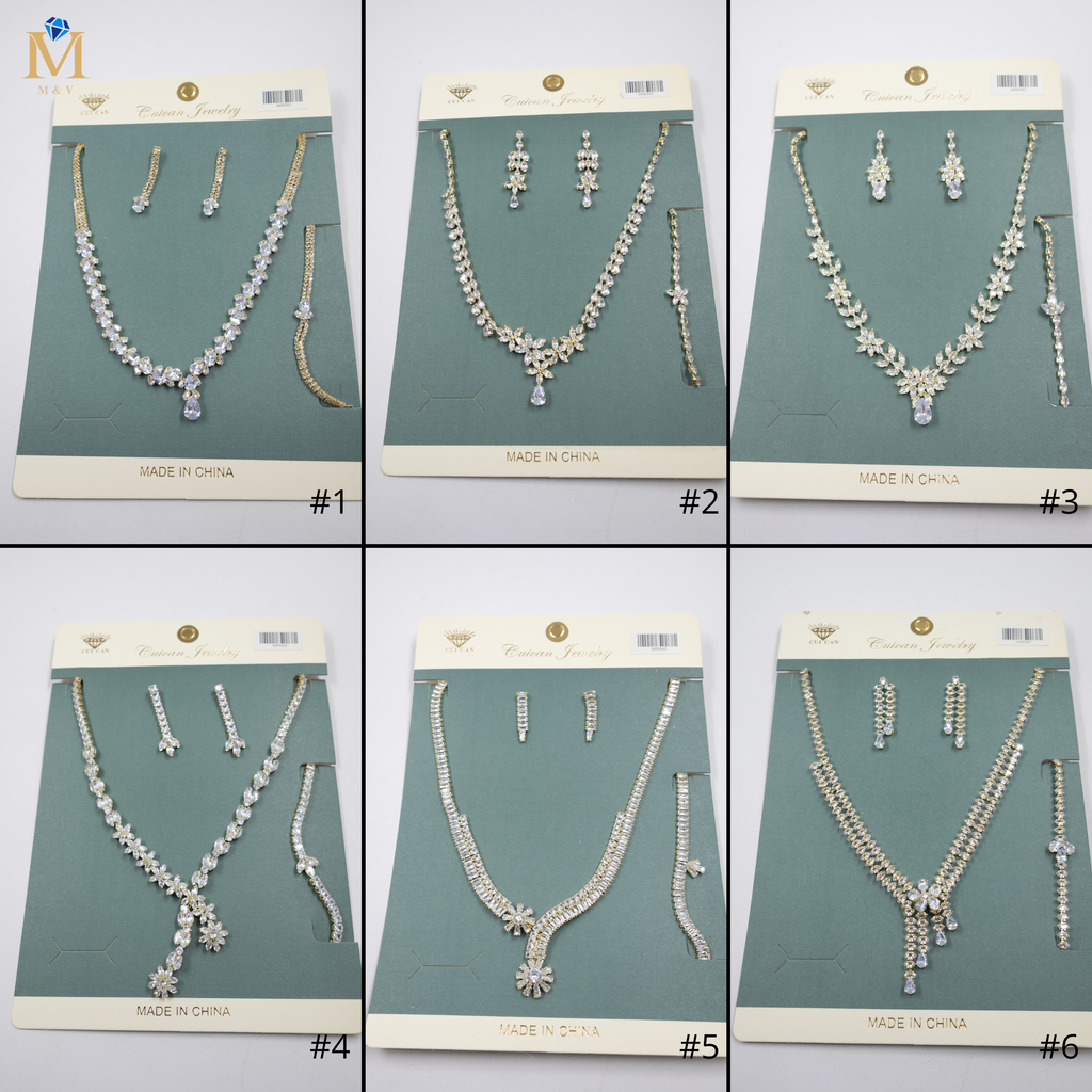 Conjuntos Plateados con piedras M4 Oro Laminado