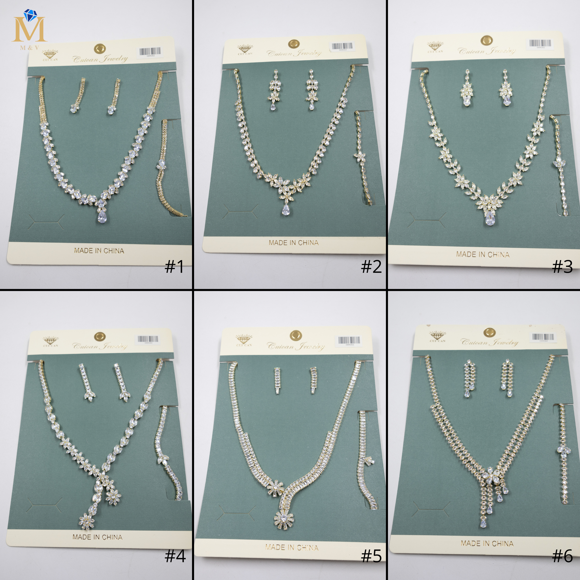 Conjuntos Plateados con piedras M4 Oro Laminado