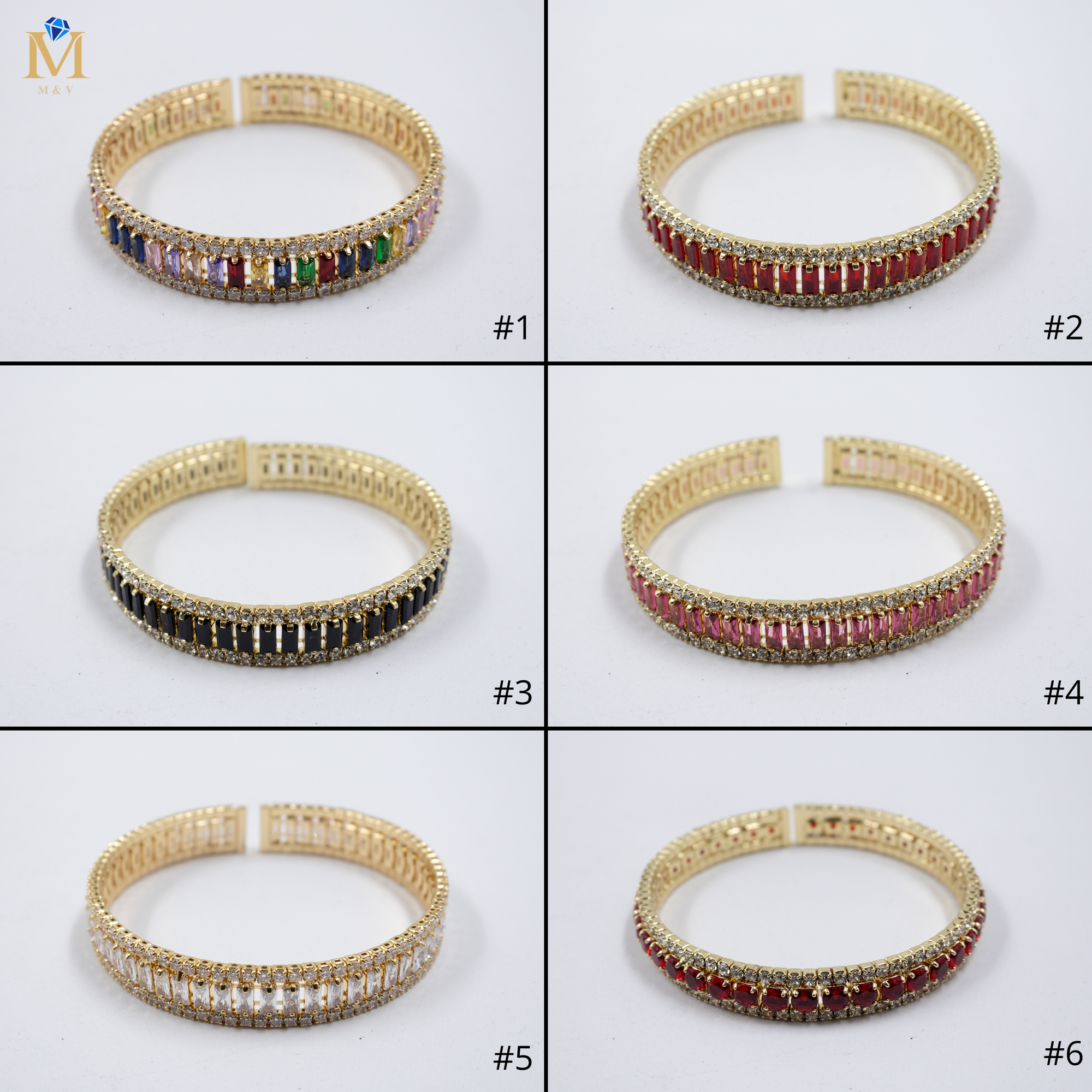 Pulseras Doradas con Piedras M1 Oro Laminado