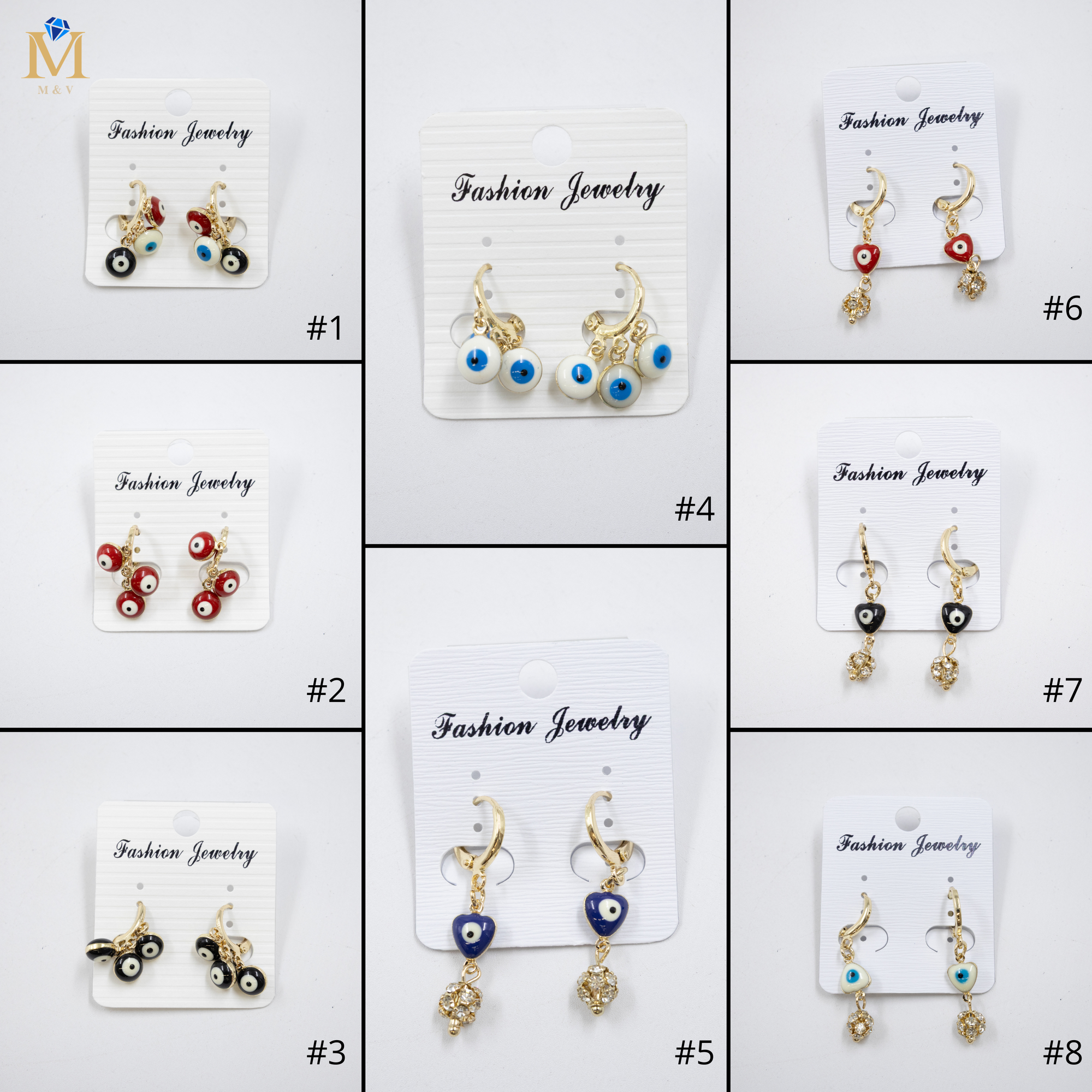 Arete Dorado de Ojo Turco con Piedras M6 Oro Laminado