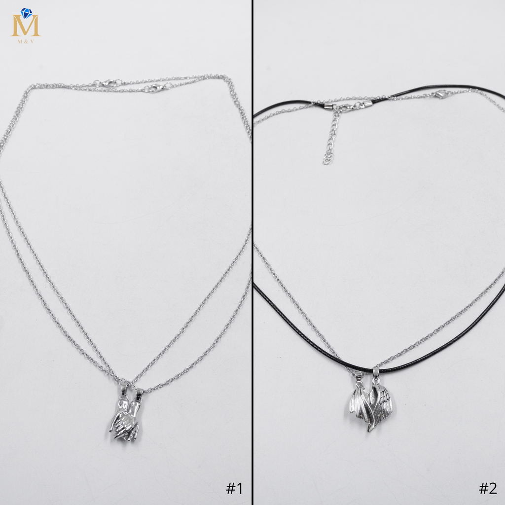 Collar en Pareja Plateado M1 Acero Inoxidable