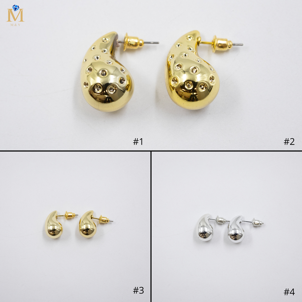 Aretes Dorados y Plateados M6 Oro Laminado