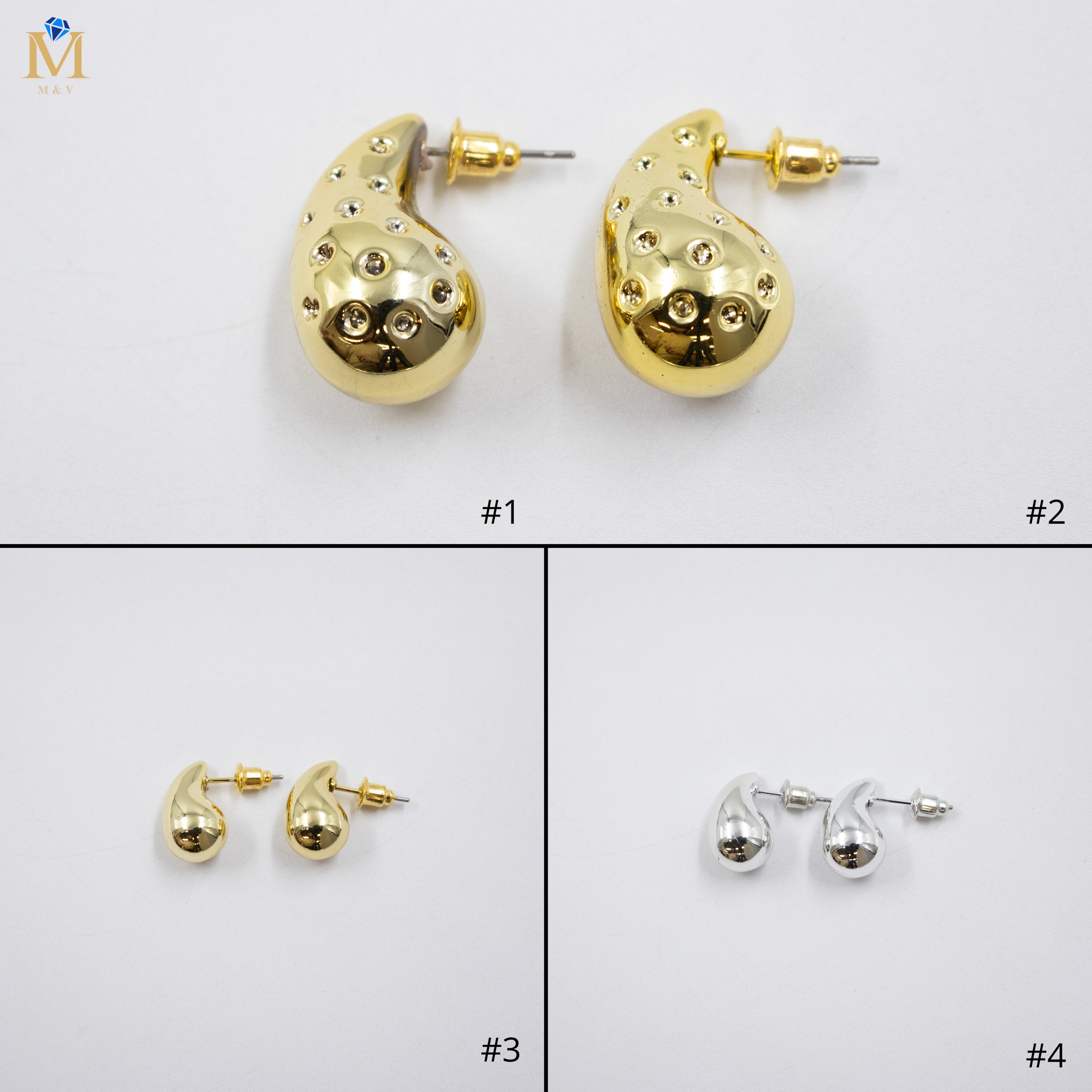 Aretes Dorados y Plateados M6 Oro Laminado