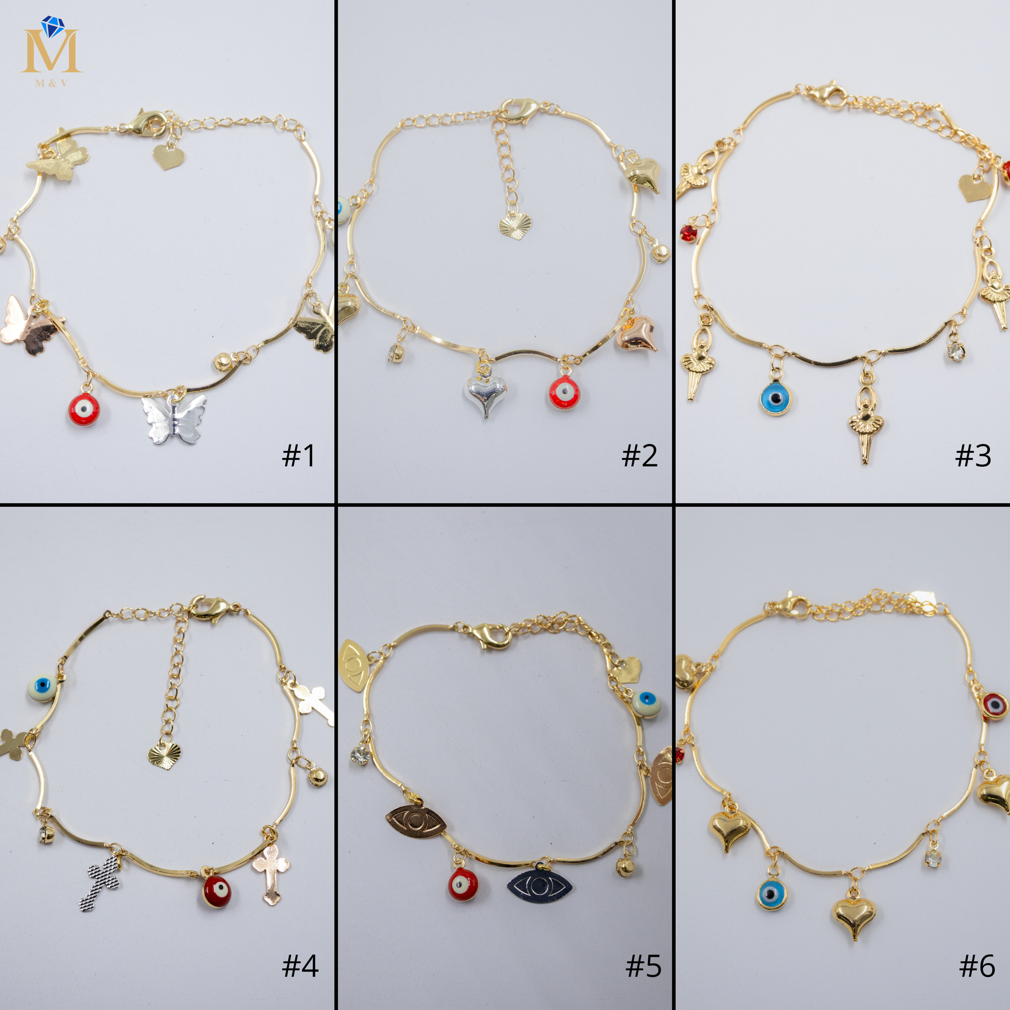 Pulsera Dorada de Ojo Turco M2 Oro Laminado