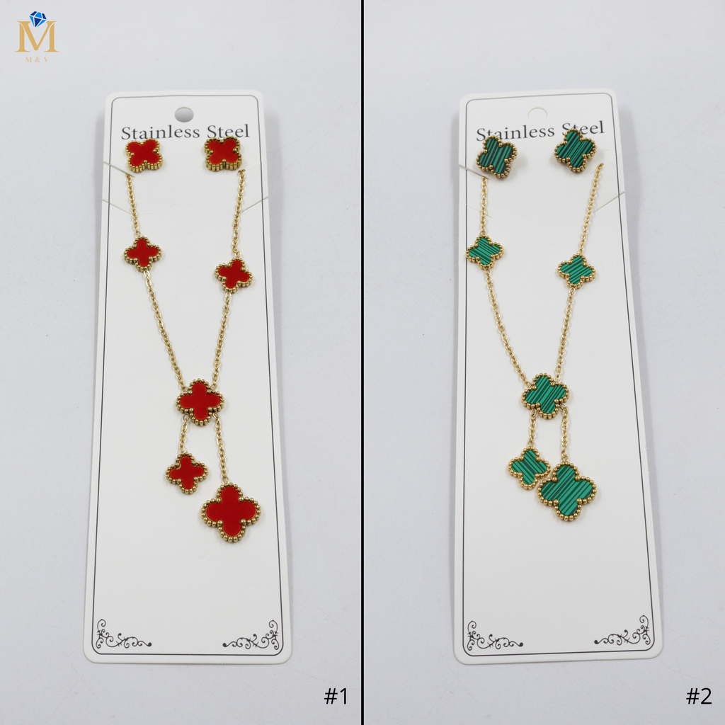 Conjunto Dorado de Trebol M3 Oro Laminado