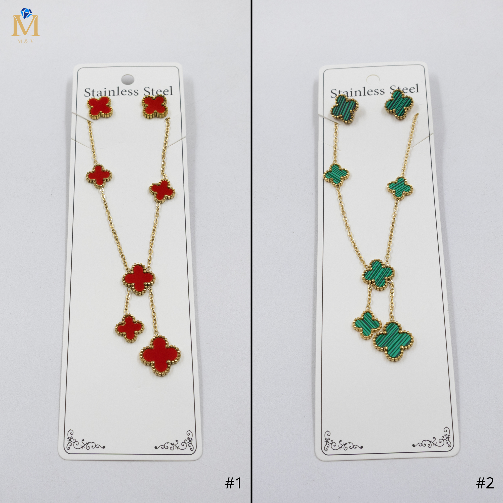 Conjunto Dorado de Trebol M3 Oro Laminado