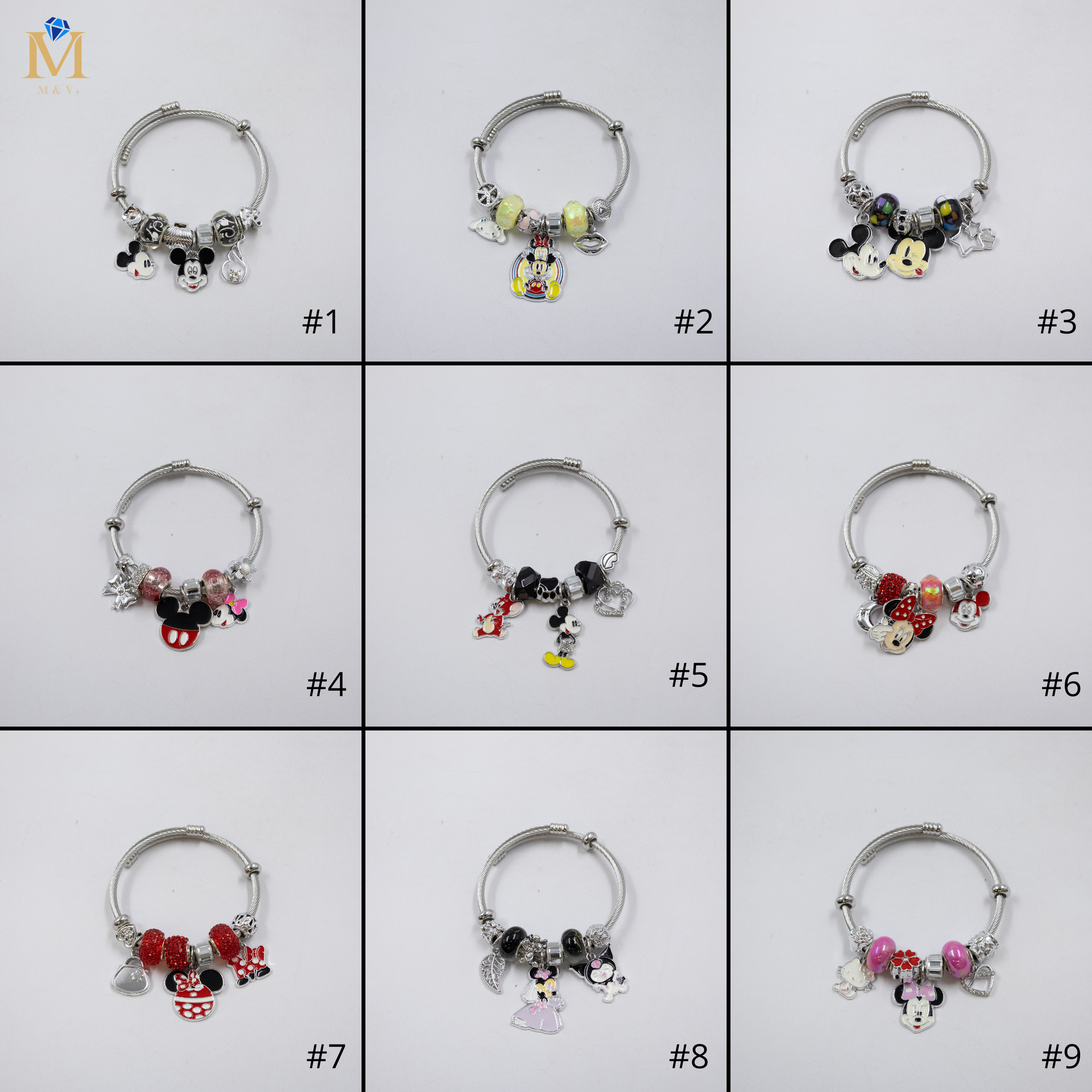 Pulsera tipo Pandora Plateados M7 Oro Laminado
